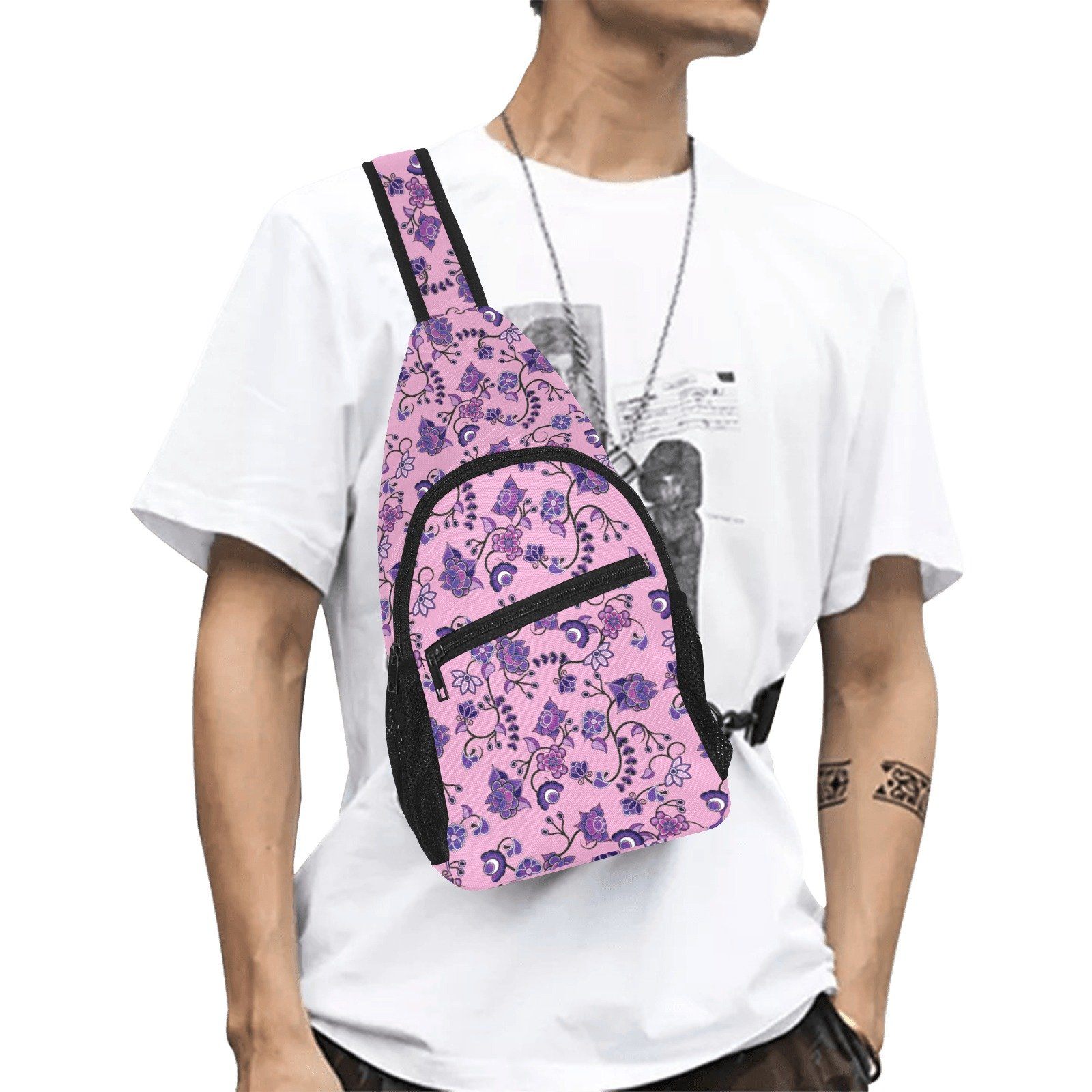 Purple Floral Amour All Over Print Chest Bag (Model 1719) All Over Print Chest Bag (1719) e-joyer