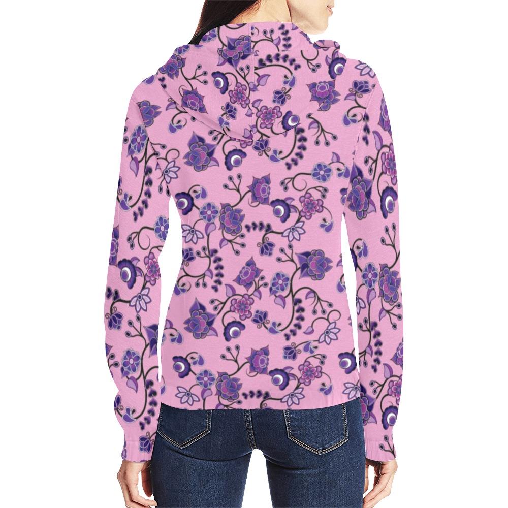 Purple Floral Amour All Over Print Full Zip Hoodie for Women (Model H14) All Over Print Full Zip Hoodie for Women (H14) e-joyer
