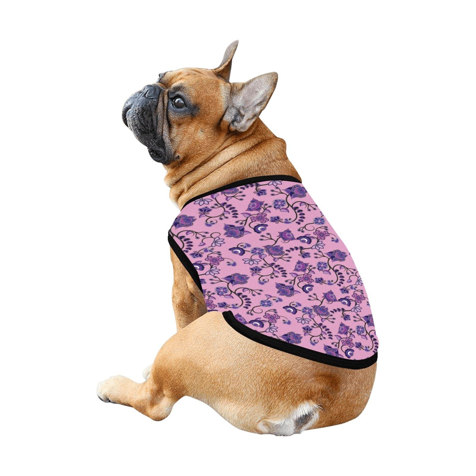 Purple Floral Amour All Over Print Pet Tank Top Pet Tank Top e-joyer