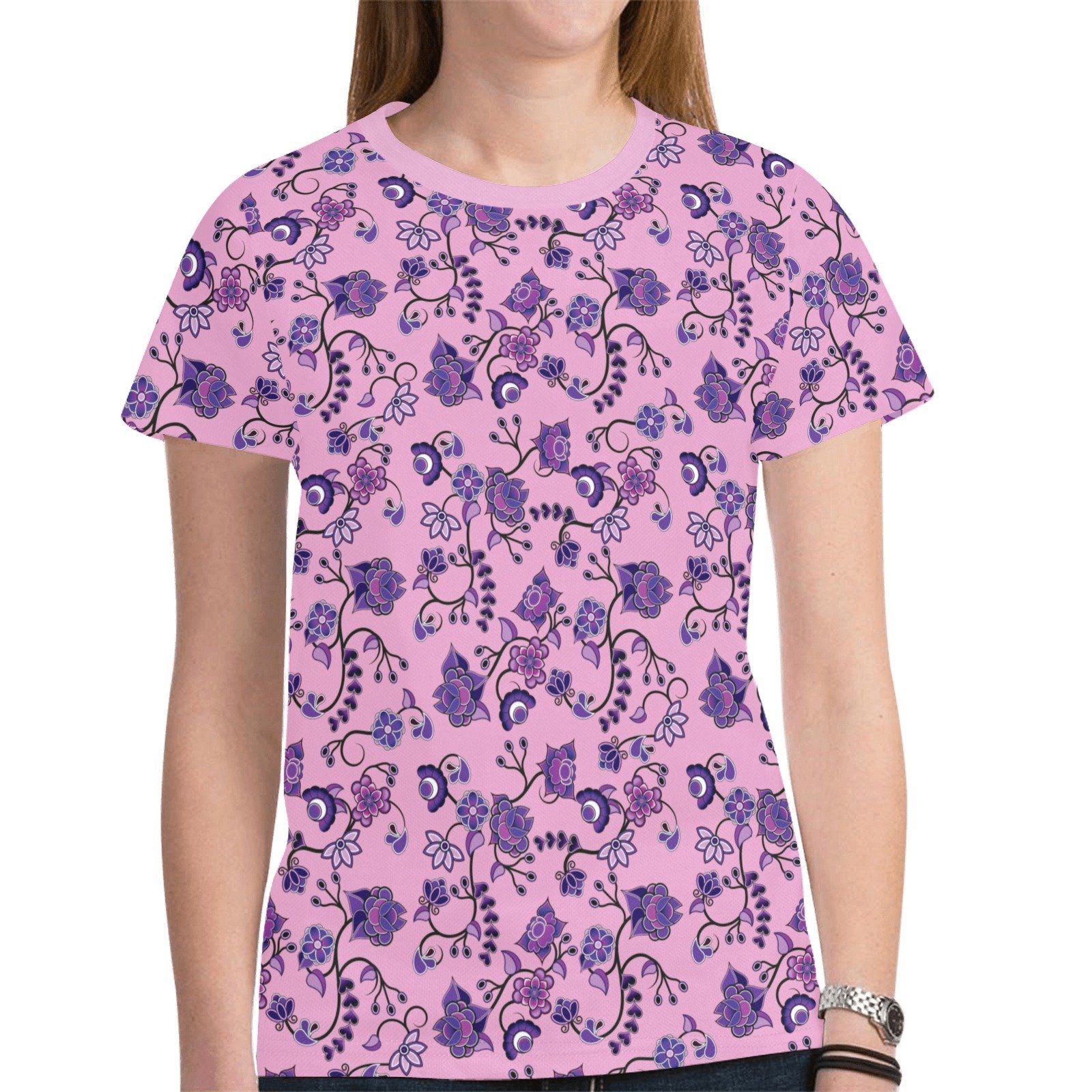 Purple Floral Amour New All Over Print T-shirt for Women (Model T45) tshirt e-joyer