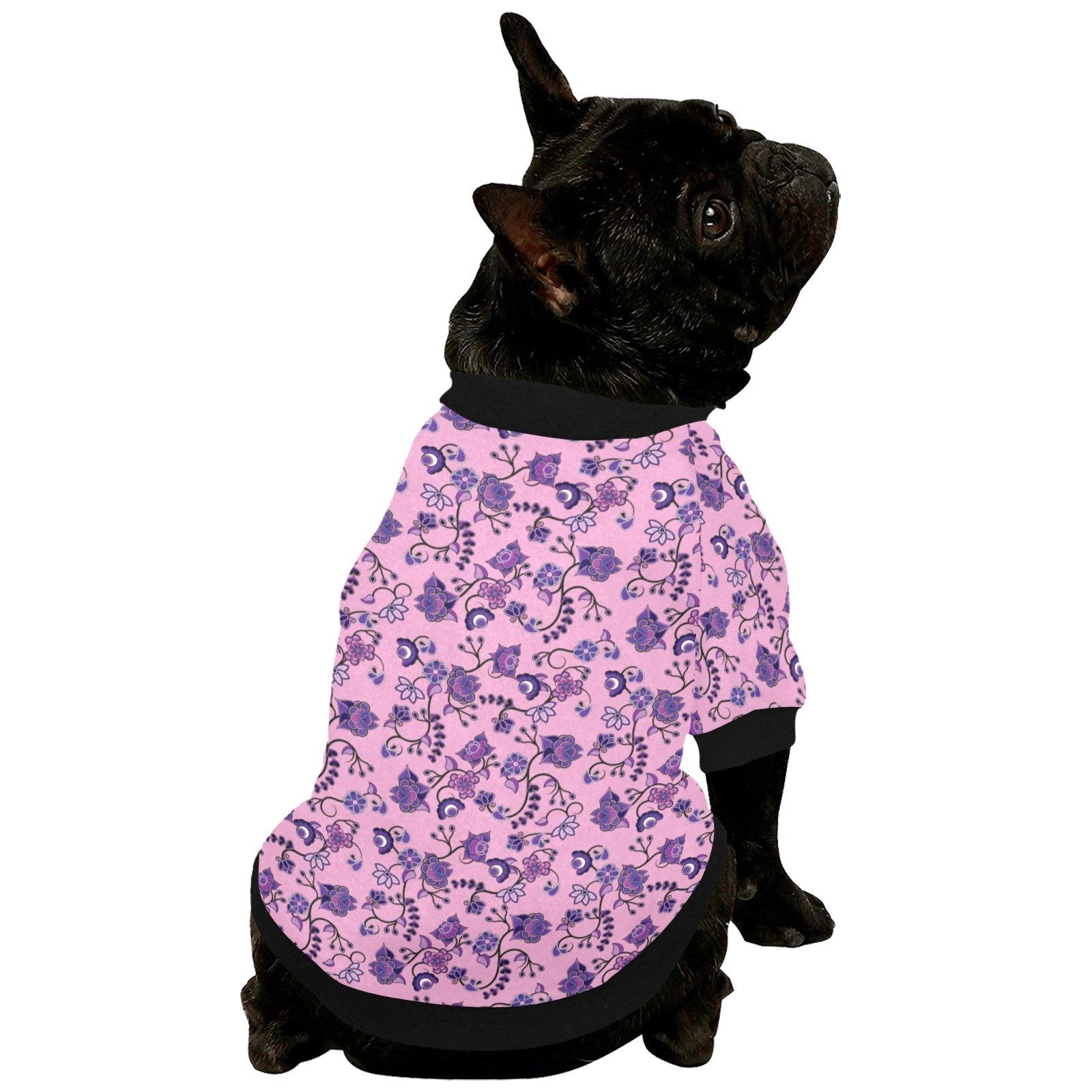 Purple Floral Amour Pet Dog Round Neck Shirt Pet Dog Round Neck Shirt e-joyer