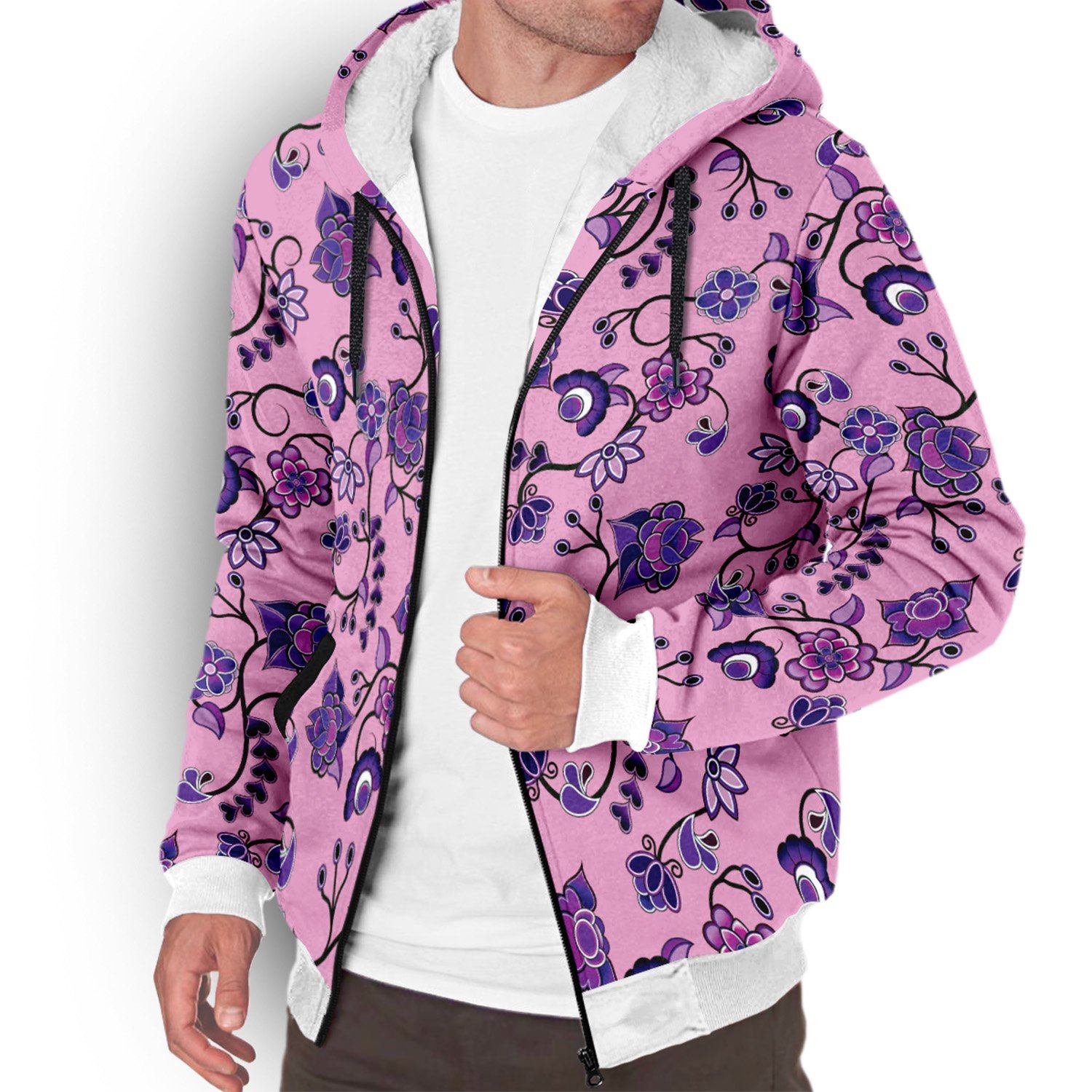 Purple Floral Amour Sherpa Hoodie hoodie Herman