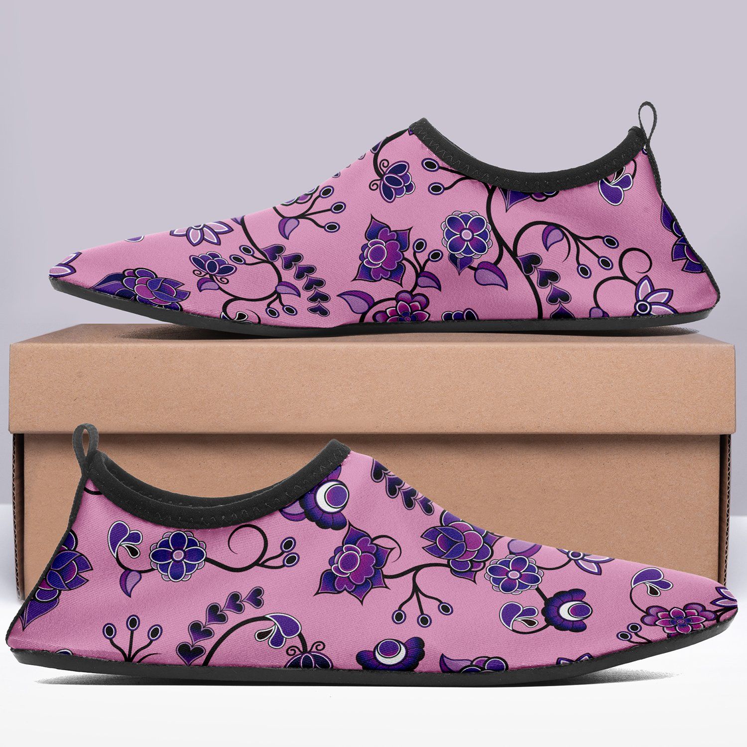Purple Floral Amour Sockamoccs Slip On Shoes Herman