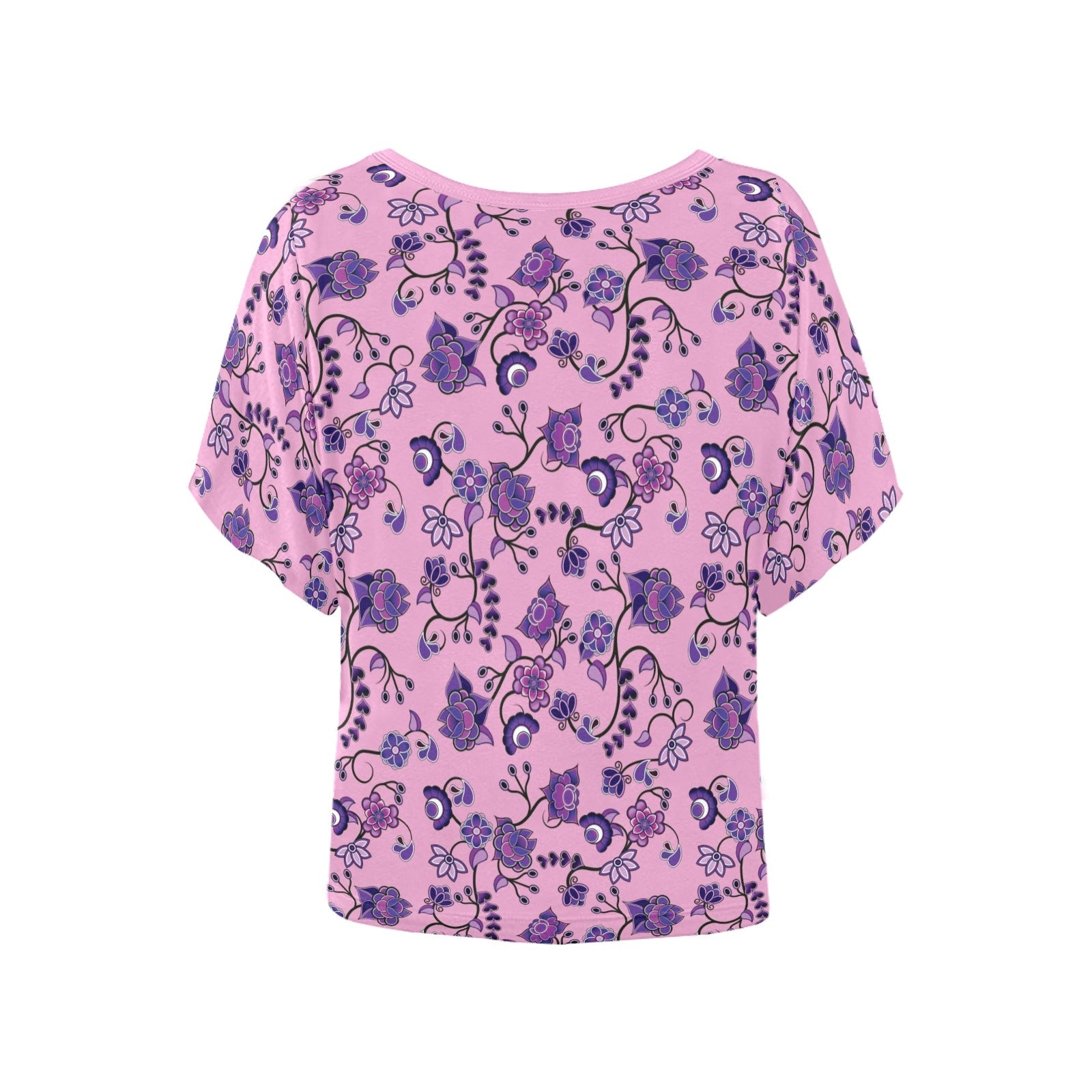 Purple Floral Amour Women's Batwing-Sleeved Blouse T shirt (Model T44) Women's Batwing-Sleeved Blouse T shirt (T44) e-joyer