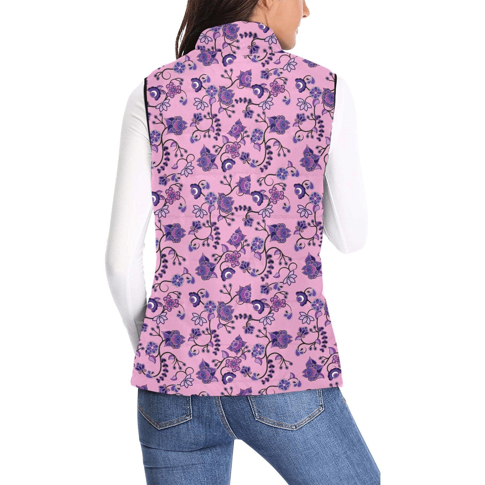 Purple Floral Amour Women's Padded Vest Jacket (Model H44) Women's Padded Vest Jacket (H44) e-joyer