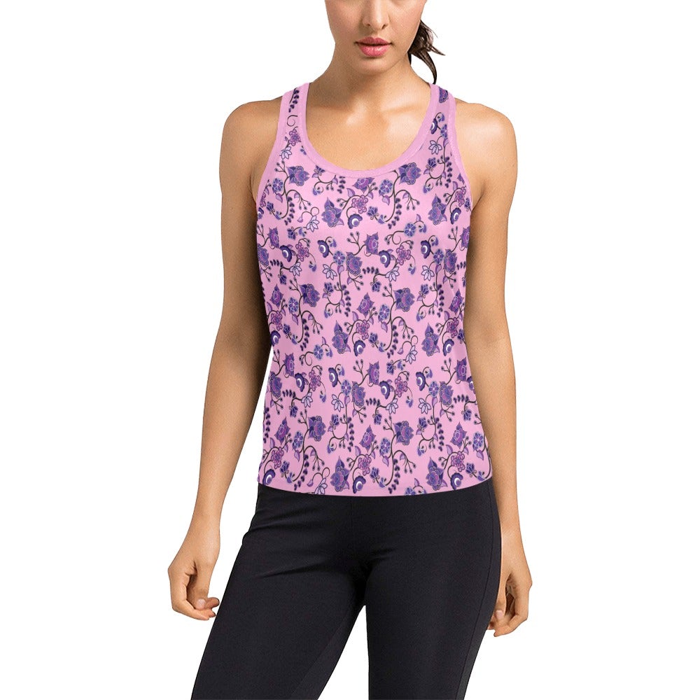Purple Floral Amour Women's Racerback Tank Top (Model T60) Racerback Tank Top (T60) e-joyer