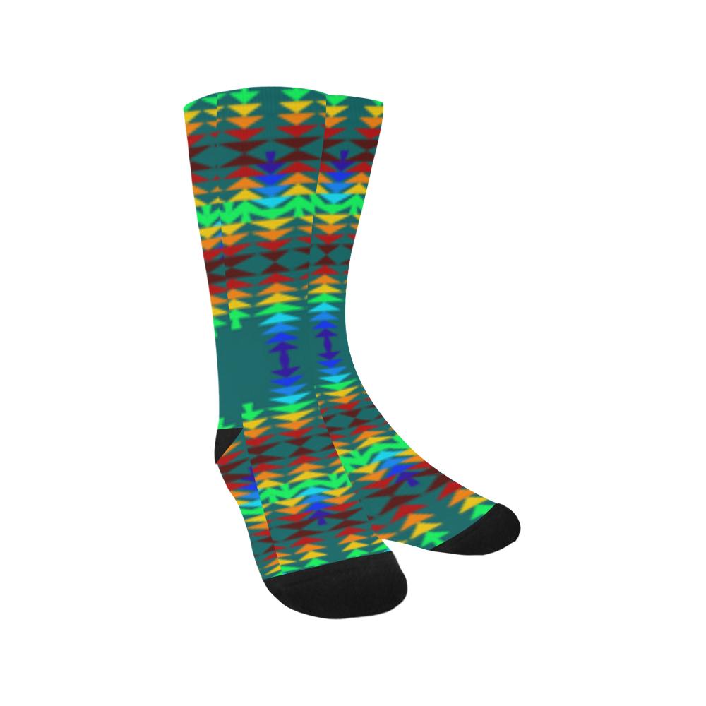 Rainbow Sage with Eagle Feather Trouser Socks Trouser Socks e-joyer