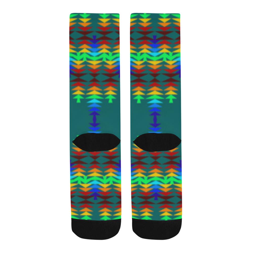Rainbow Sage with Eagle Feather Trouser Socks Trouser Socks e-joyer