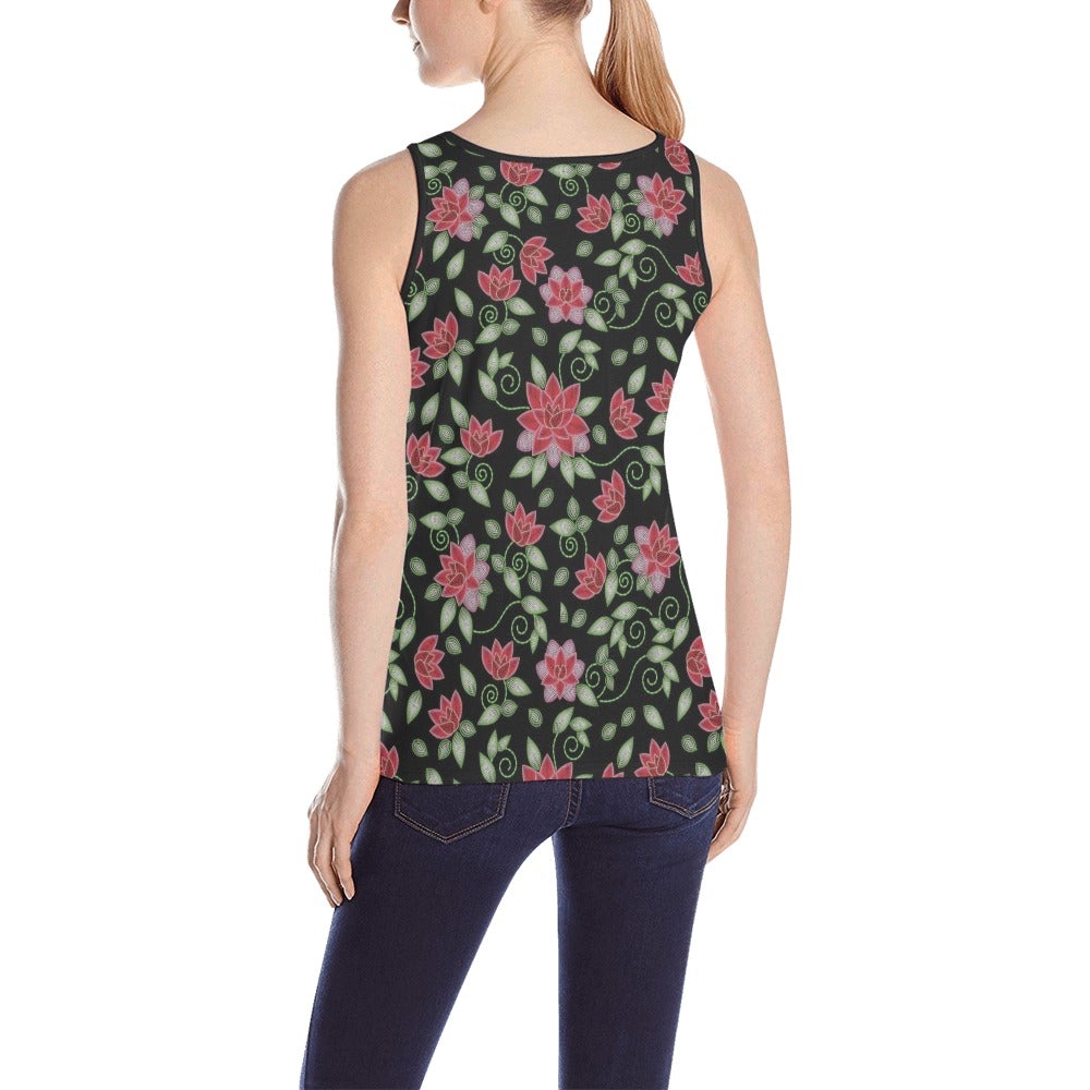 Red Beaded Rose All Over Print Tank Top for Women (Model T43) All Over Print Tank Top for Women (T43) e-joyer