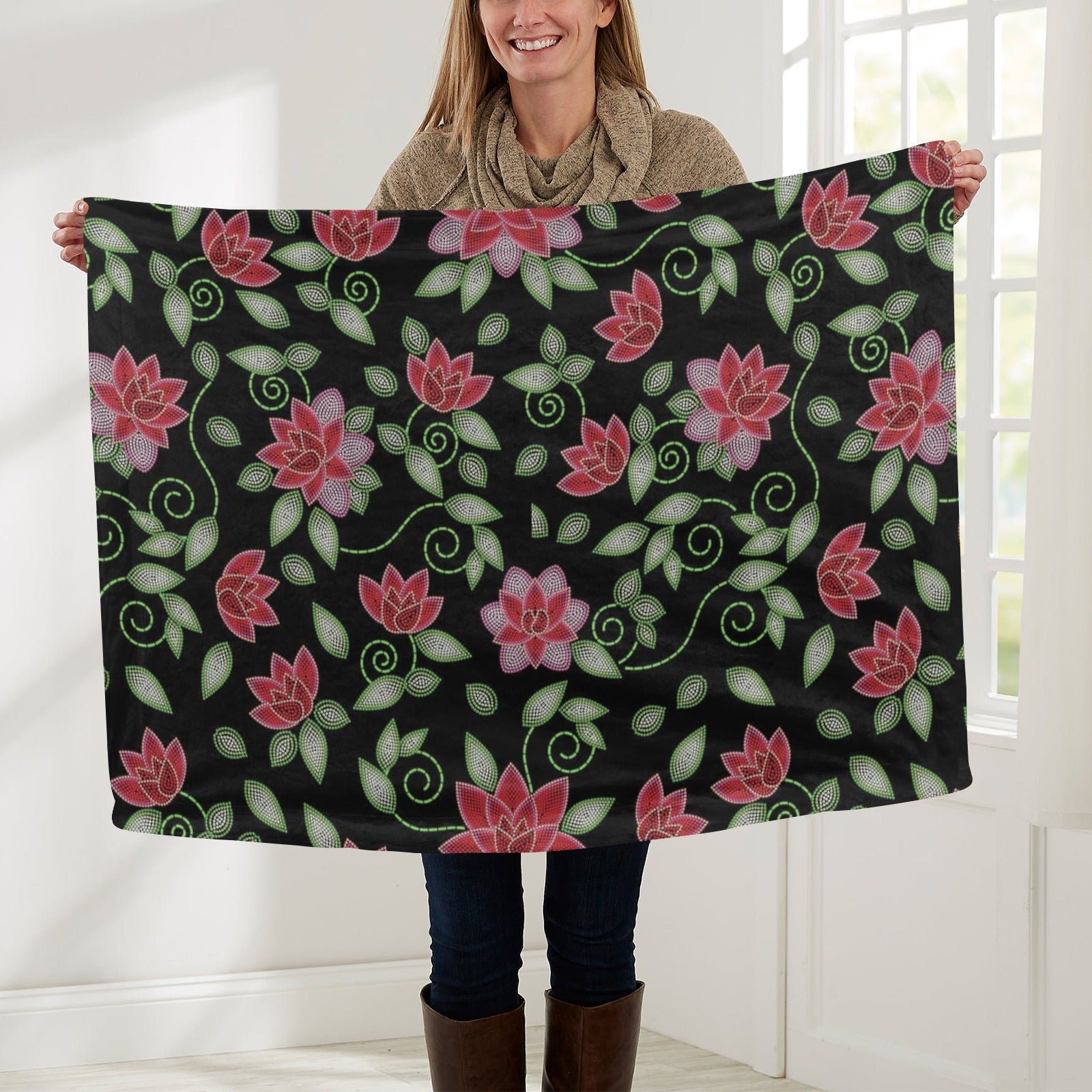 Red Beaded Rose Baby Blanket 30"x40" Baby Blanket 30"x40" e-joyer