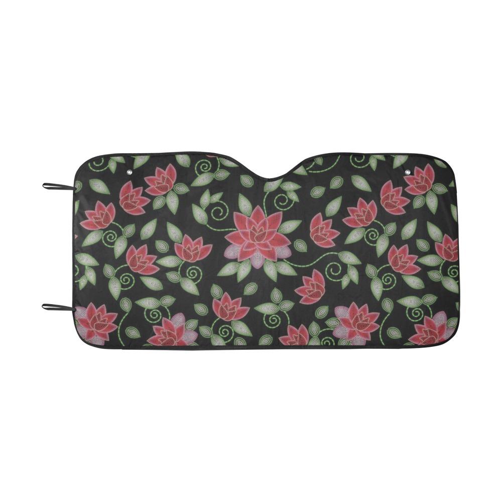 Red Beaded Rose Car Sun Shade 55"x30" Car Sun Shade e-joyer