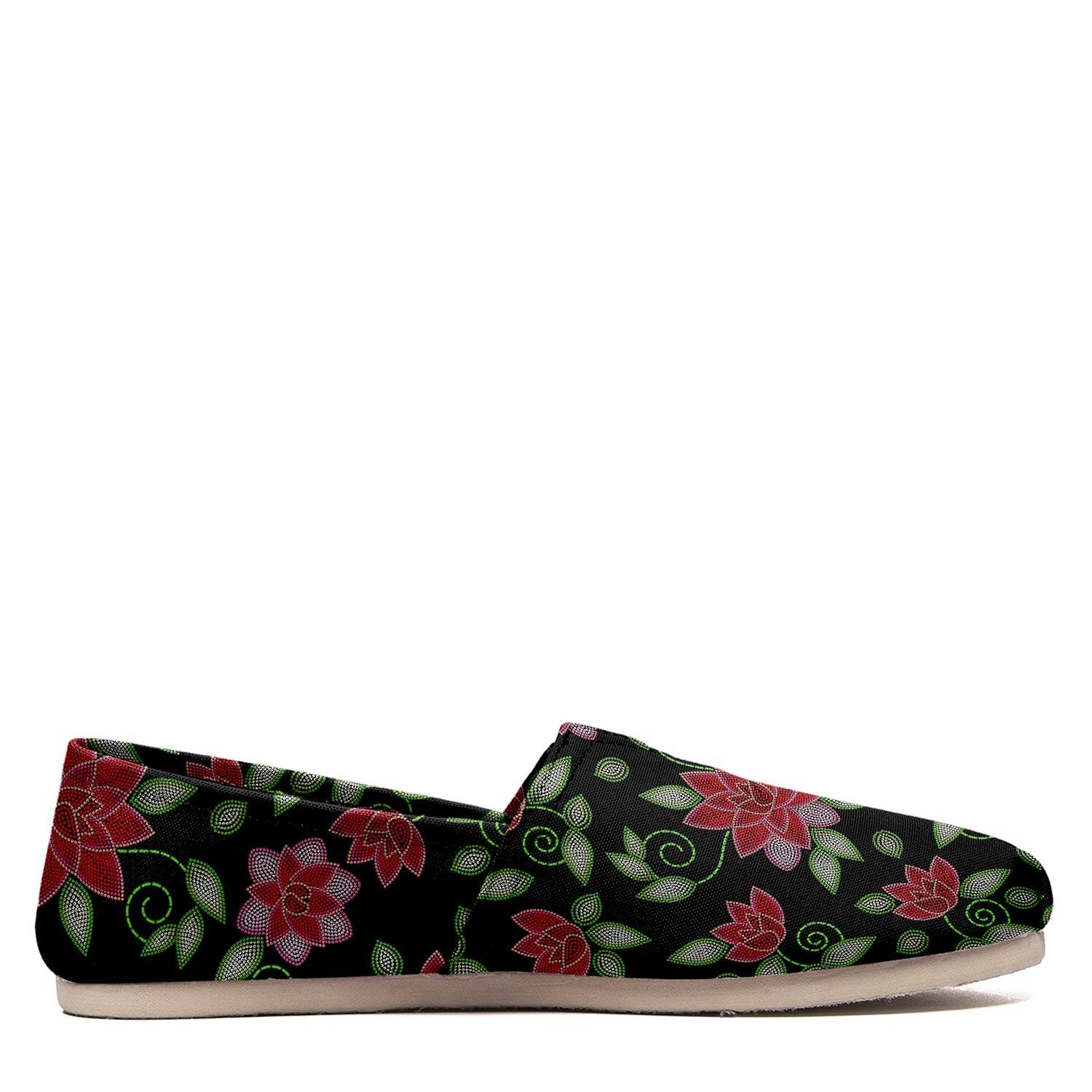 Red Beaded Rose Casual Unisex Slip On Shoe Herman