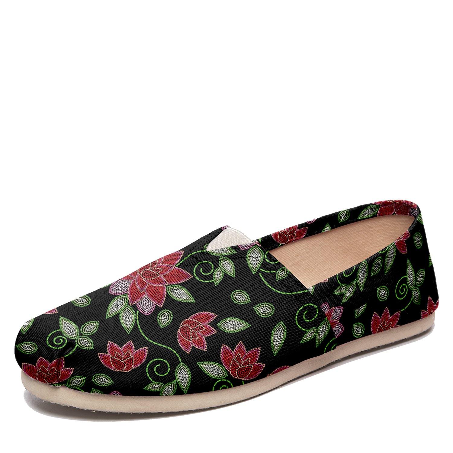 Red Beaded Rose Casual Unisex Slip On Shoe Herman