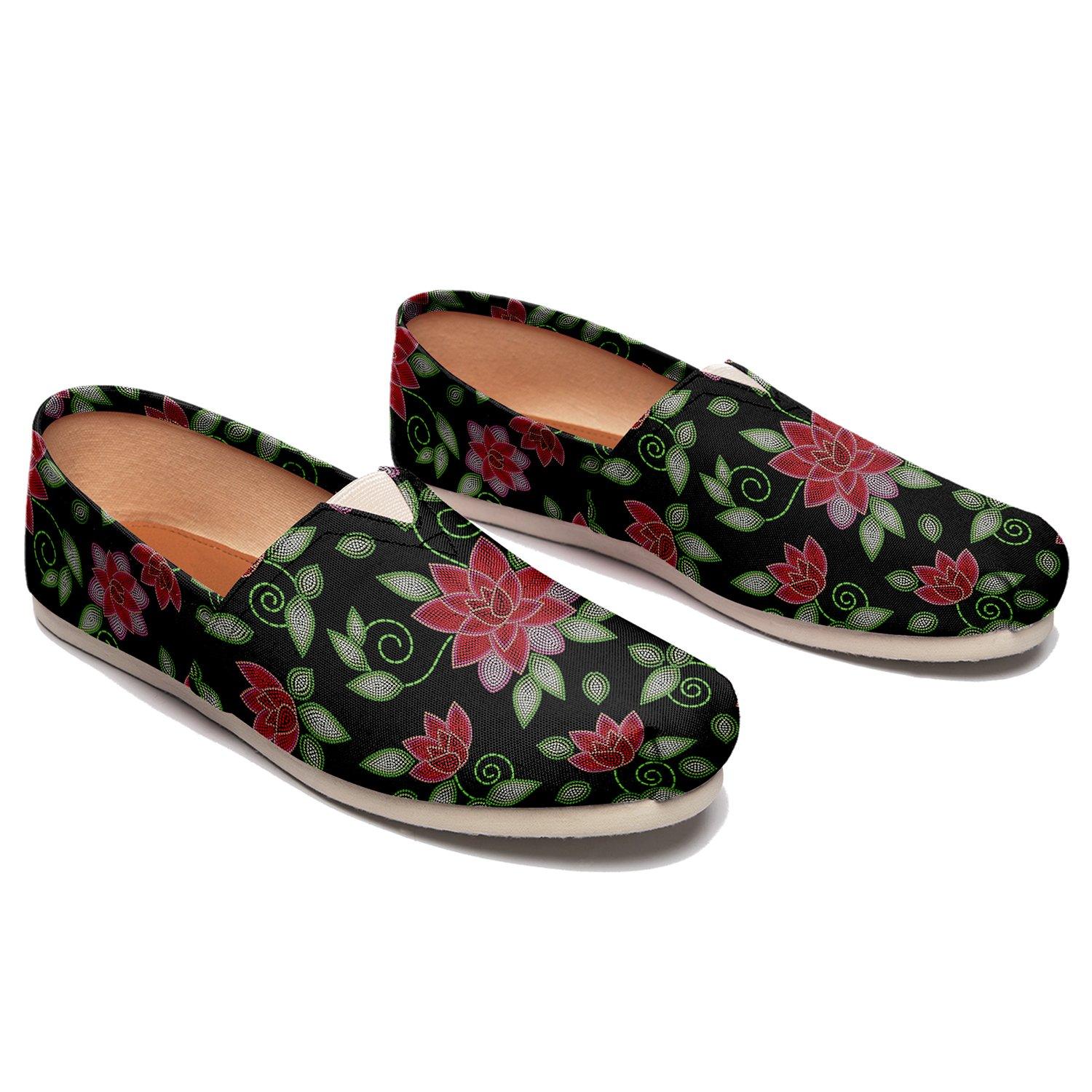 Red Beaded Rose Casual Unisex Slip On Shoe Herman