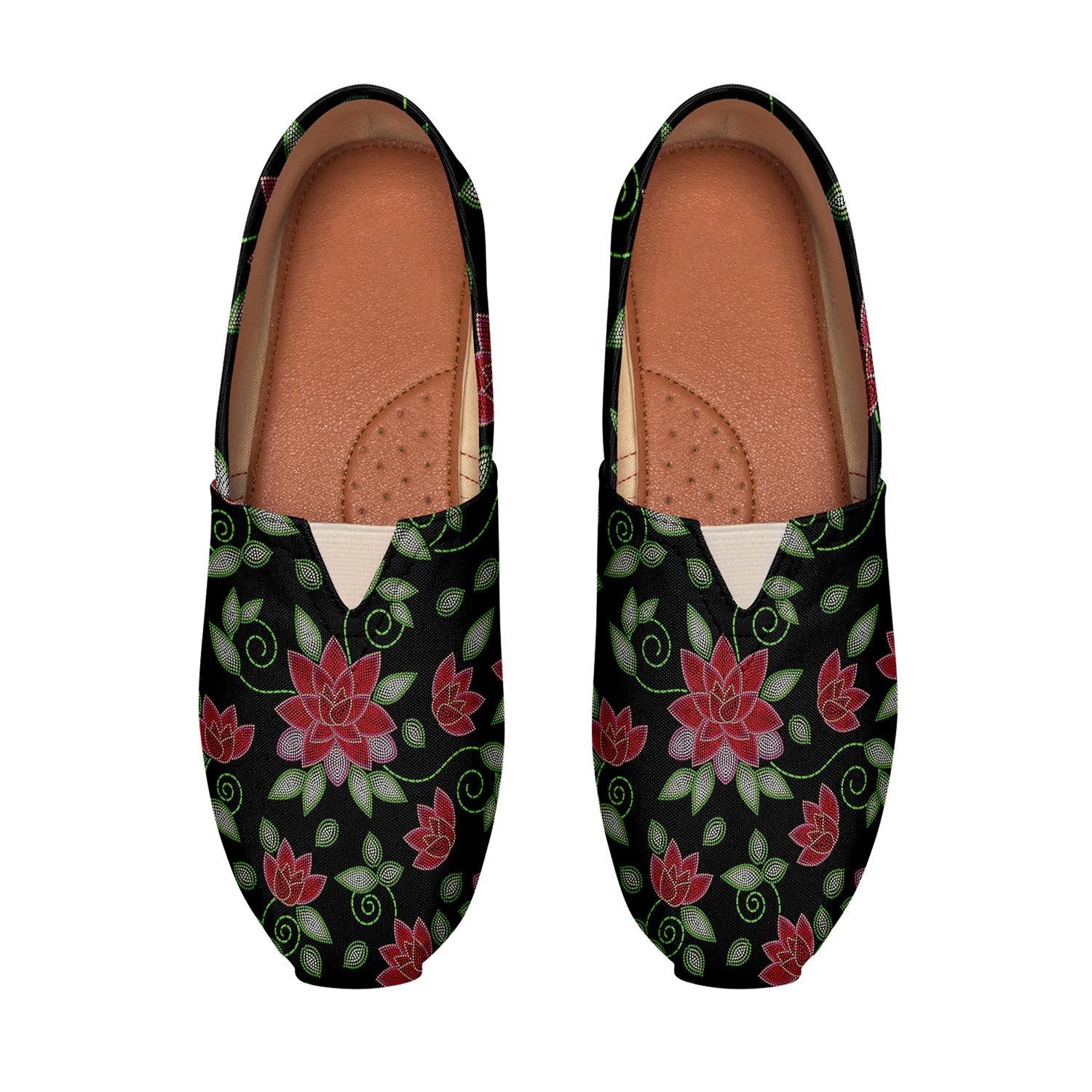 Red Beaded Rose Casual Unisex Slip On Shoe Herman