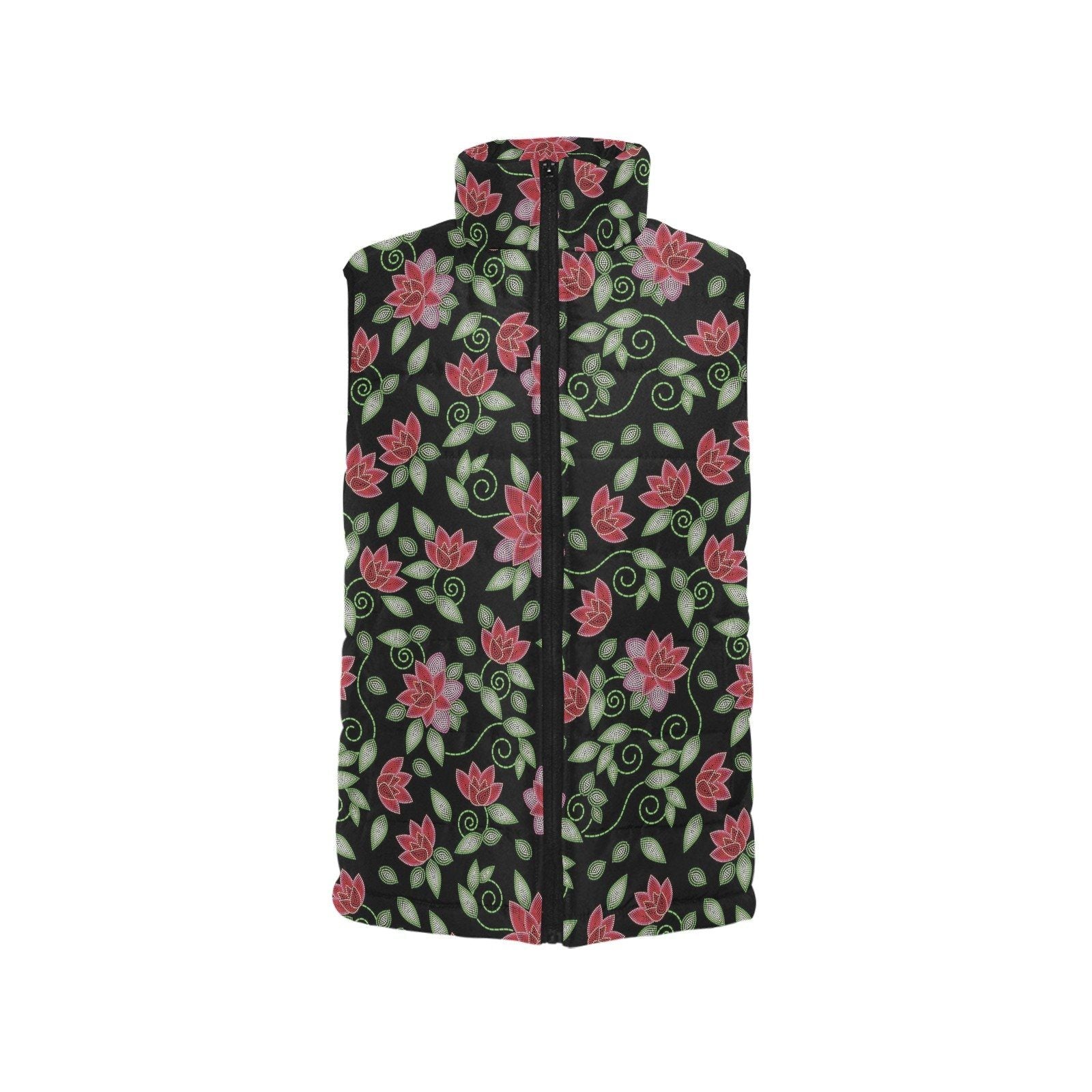 Red Beaded Rose Men's Padded Vest Jacket (Model H44) Men's Padded Vest Jacket (H44) e-joyer