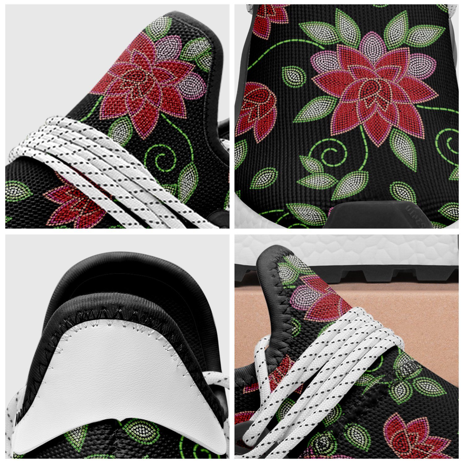 Red Beaded Rose Okaki Sneakers Shoes Herman
