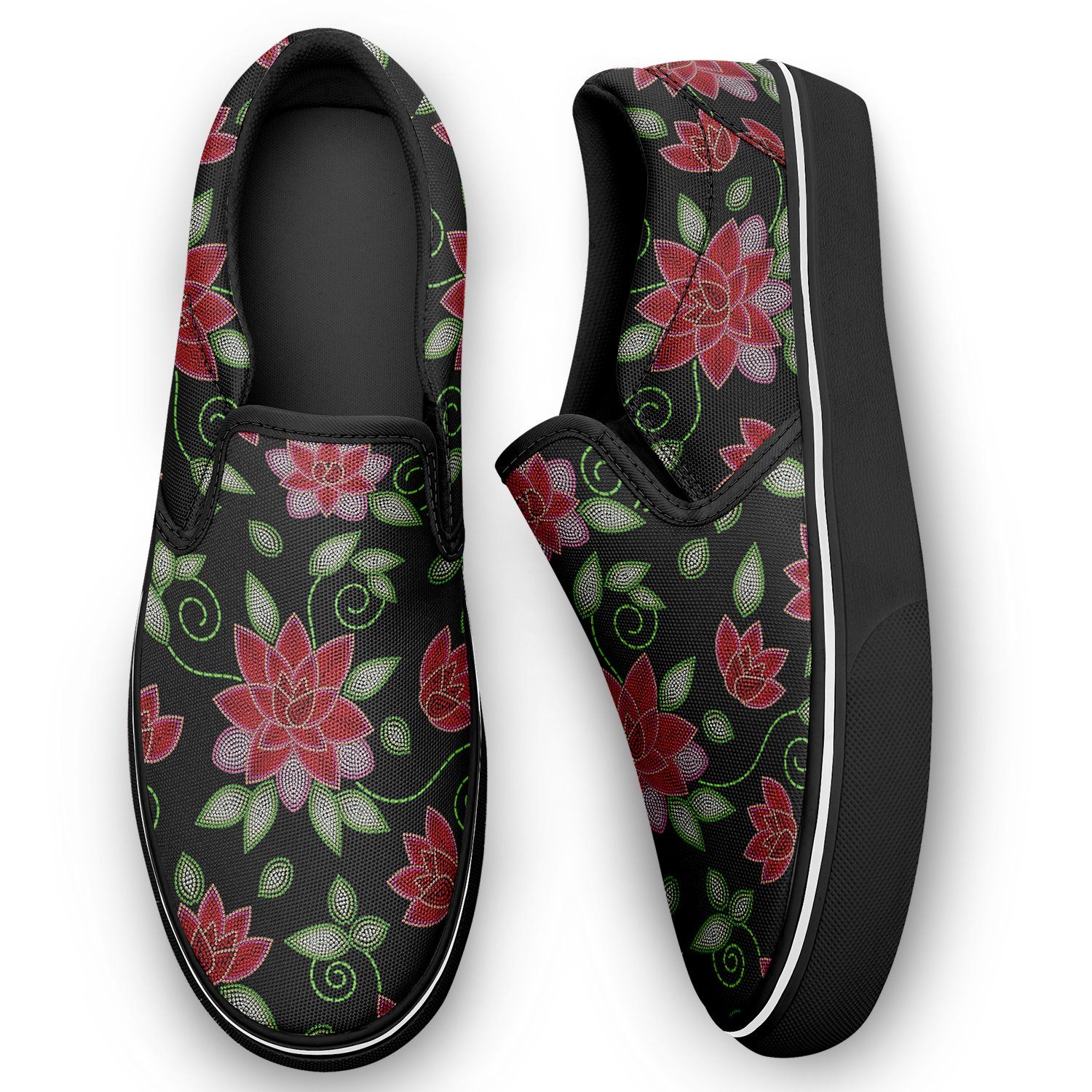 Red Beaded Rose Otoyimm Canvas Slip On Shoes otoyimm Herman