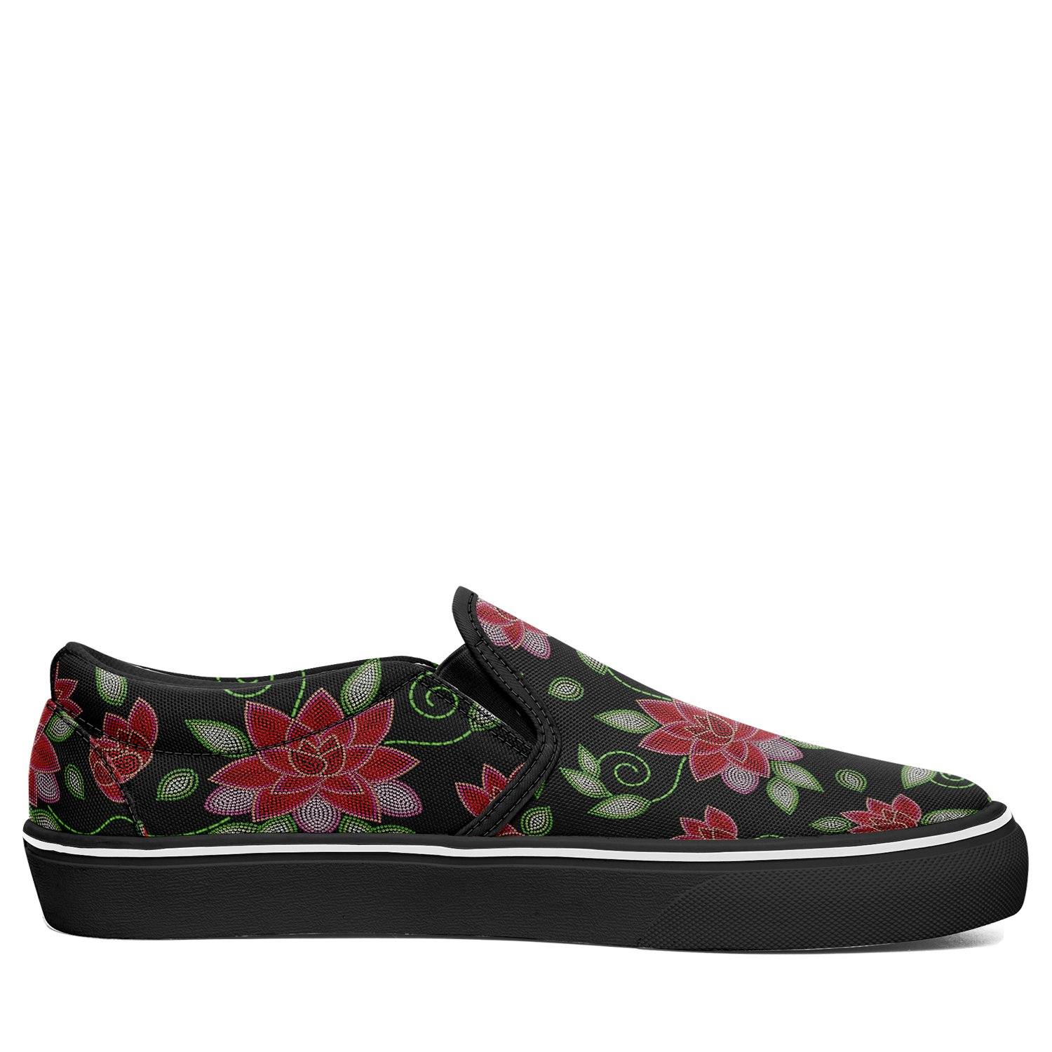 Red Beaded Rose Otoyimm Kid's Canvas Slip On Shoes otoyimm Herman