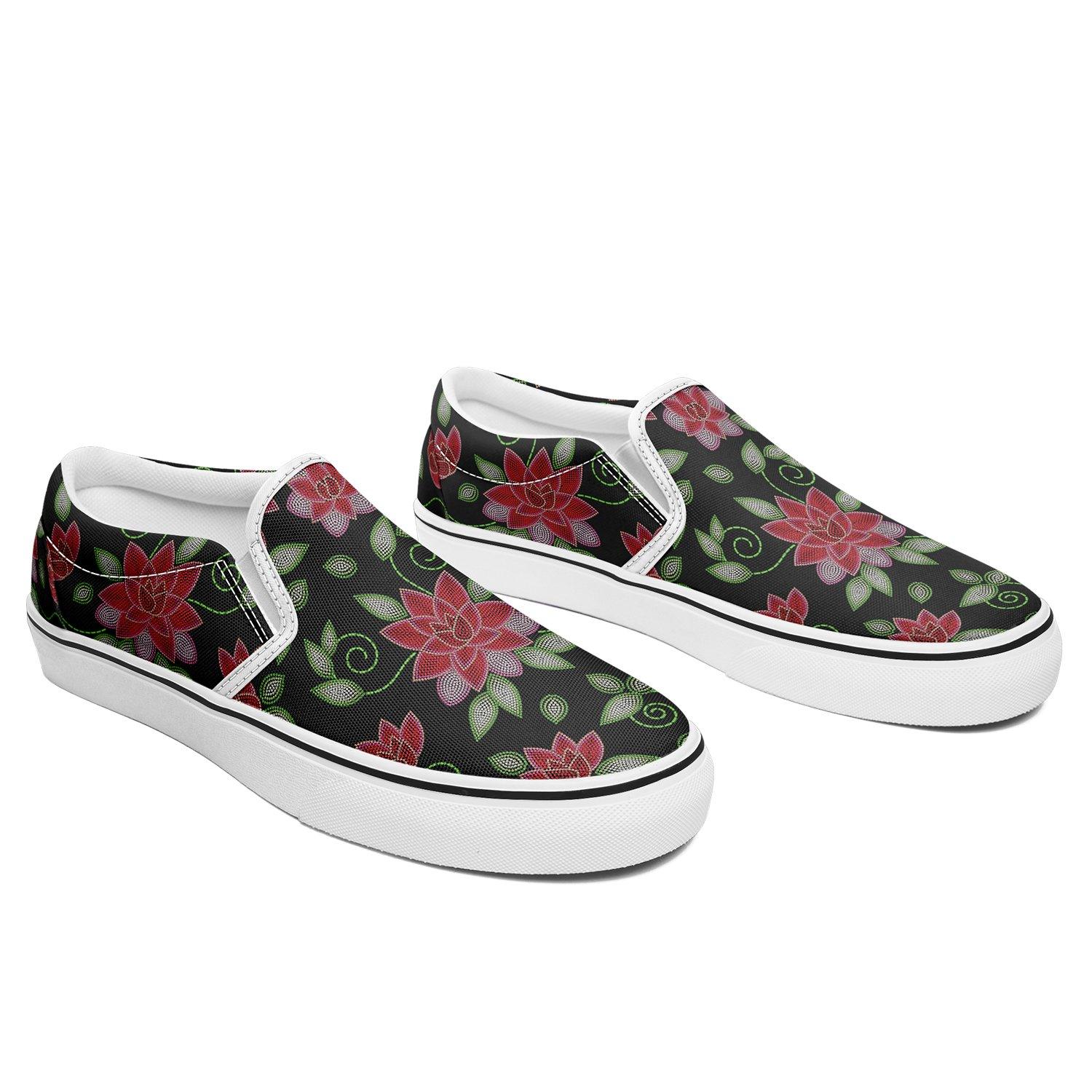 Red Beaded Rose Otoyimm Kid's Canvas Slip On Shoes otoyimm Herman