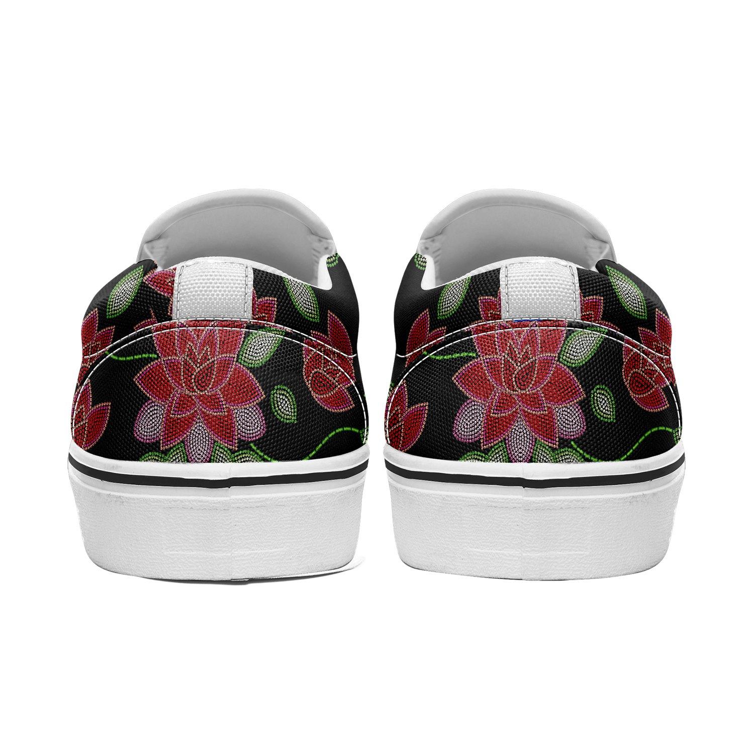 Red Beaded Rose Otoyimm Kid's Canvas Slip On Shoes otoyimm Herman