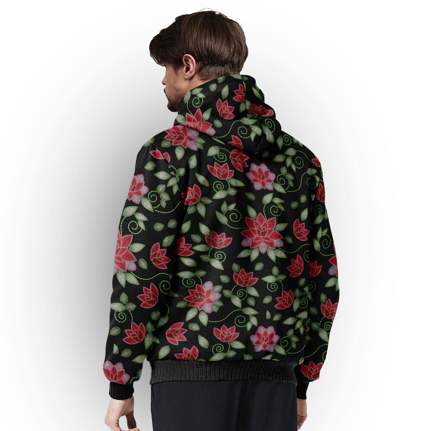 Red Beaded Rose Sherpa Hoodie hoodie Herman