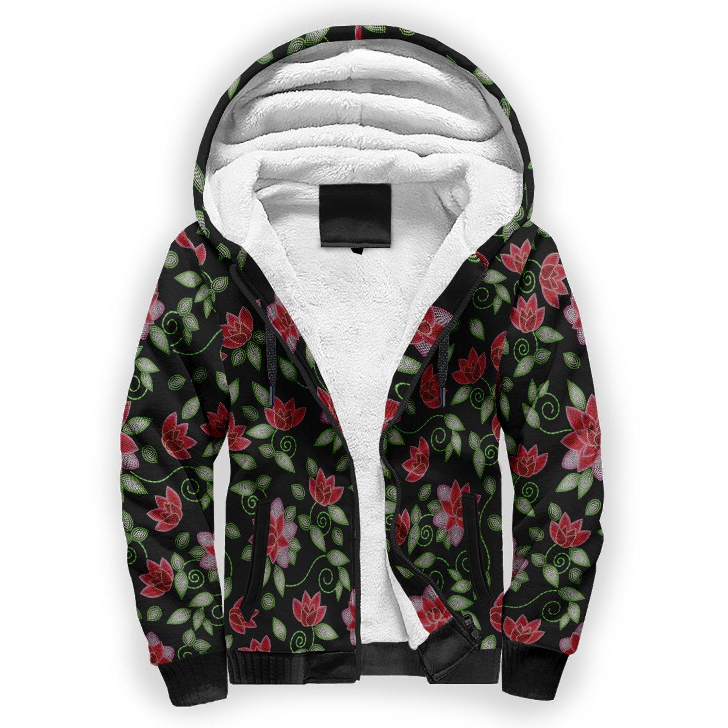 Red Beaded Rose Sherpa Hoodie hoodie Herman