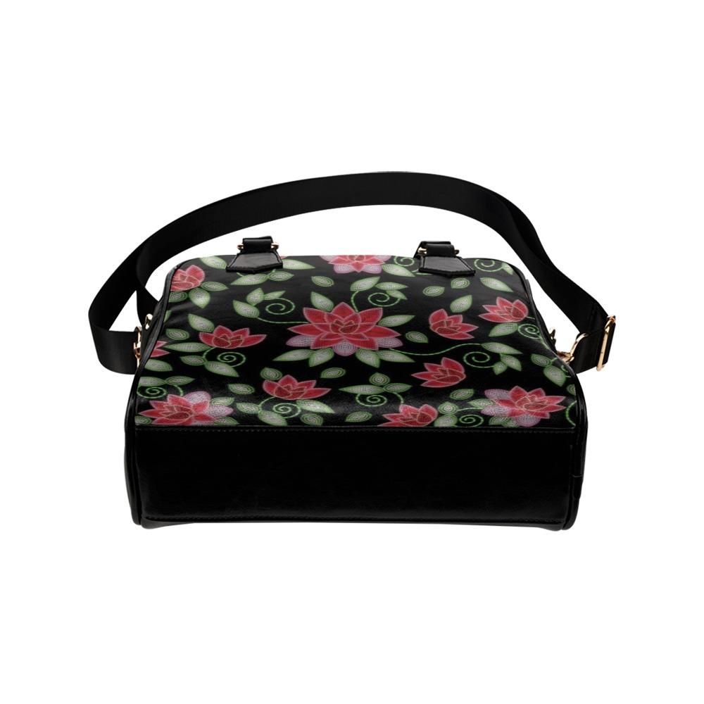 Red Beaded Rose Shoulder Handbag (Model 1634) Shoulder Handbags (1634) e-joyer