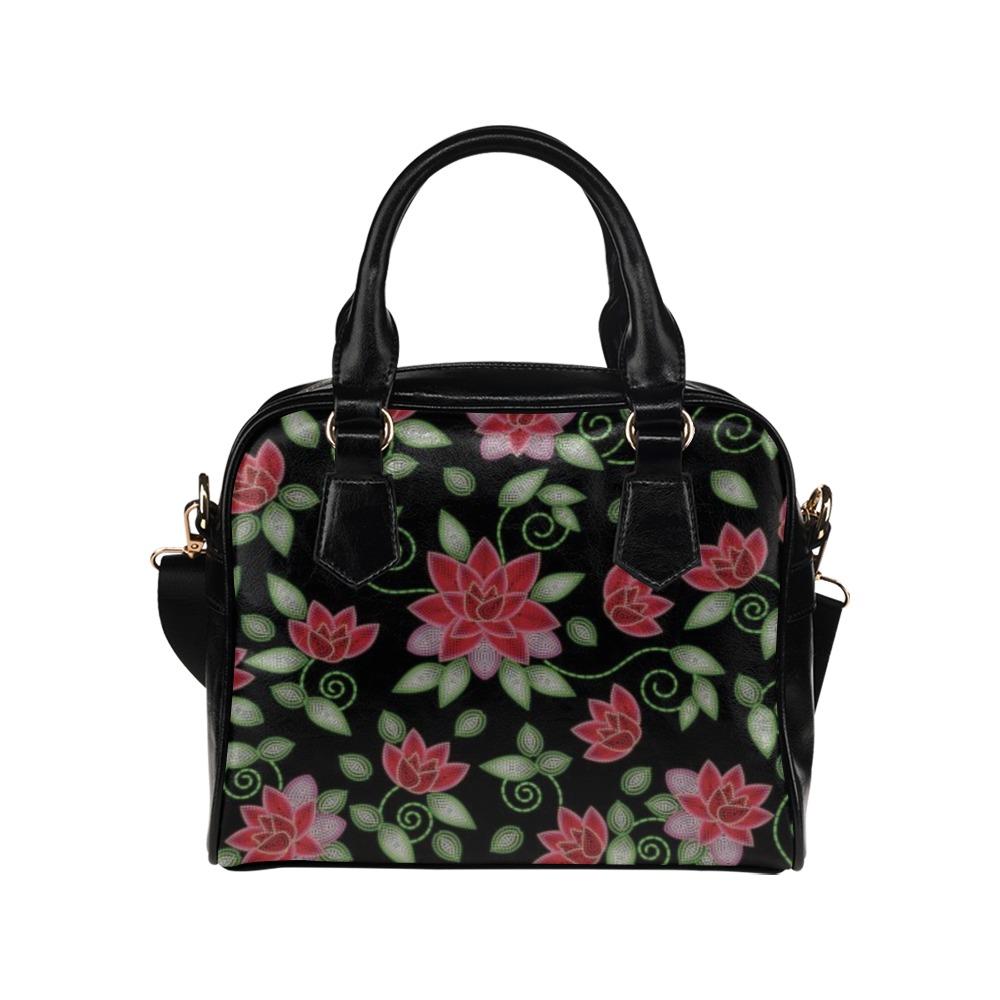 Red Beaded Rose Shoulder Handbag (Model 1634) Shoulder Handbags (1634) e-joyer