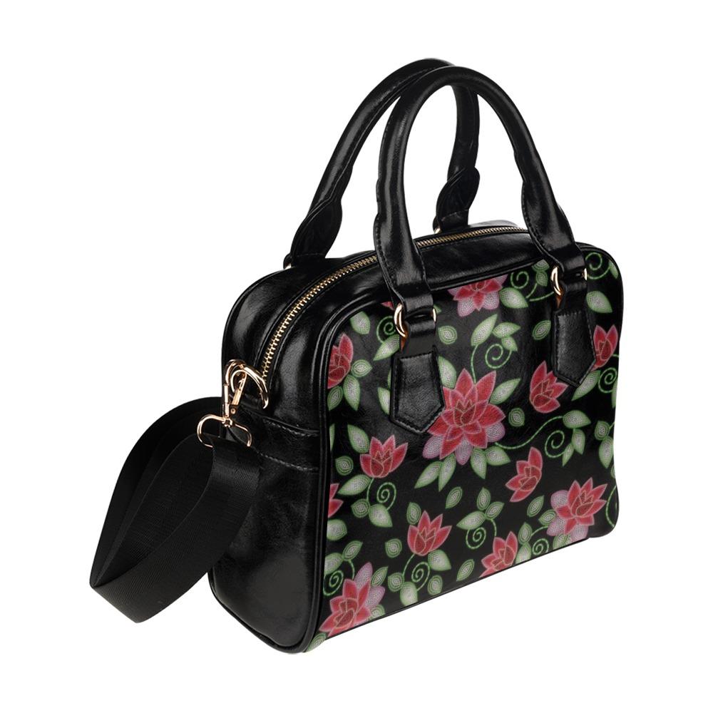 Red Beaded Rose Shoulder Handbag (Model 1634) Shoulder Handbags (1634) e-joyer