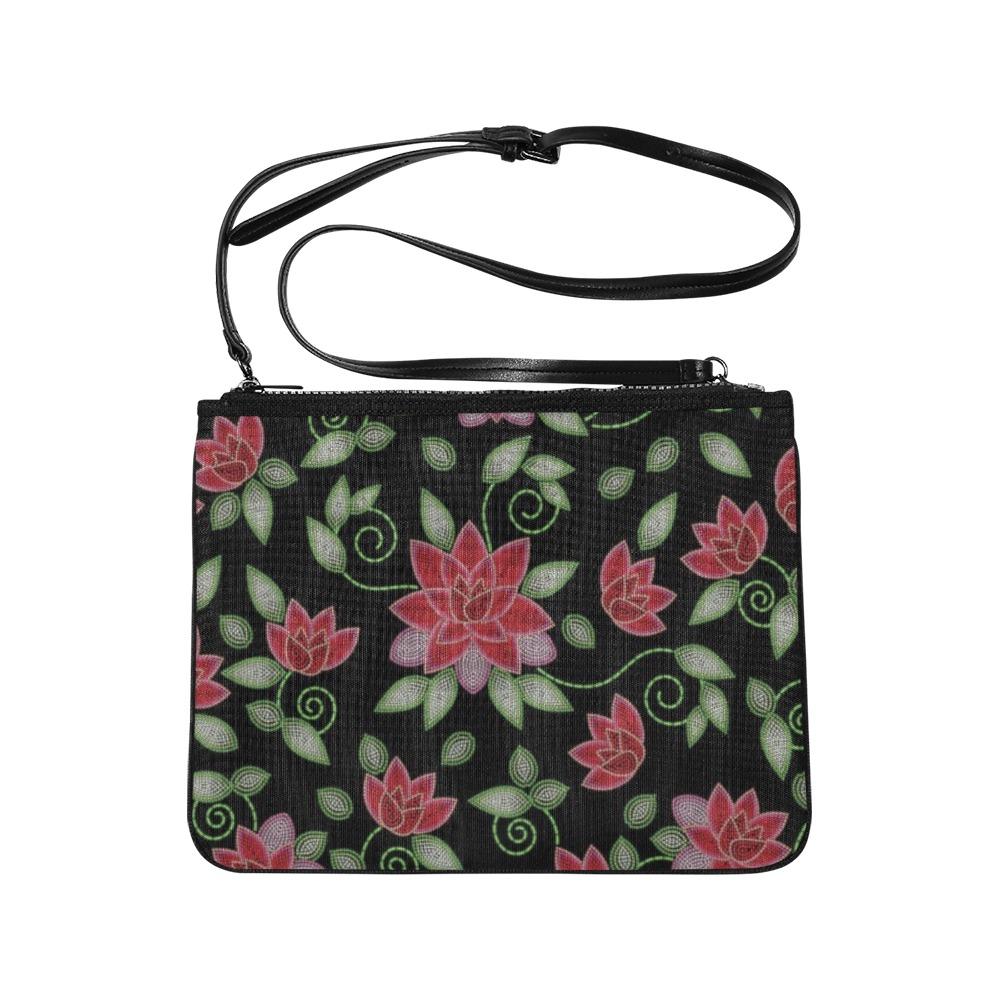 Red Beaded Rose Slim Clutch Bag (Model 1668) Slim Clutch Bags (1668) e-joyer