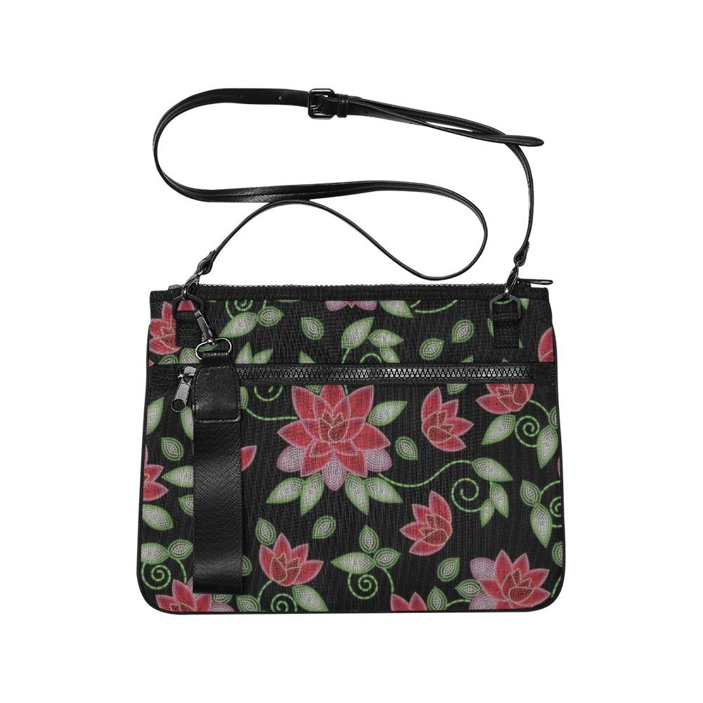 Red Beaded Rose Slim Clutch Bag (Model 1668) Slim Clutch Bags (1668) e-joyer