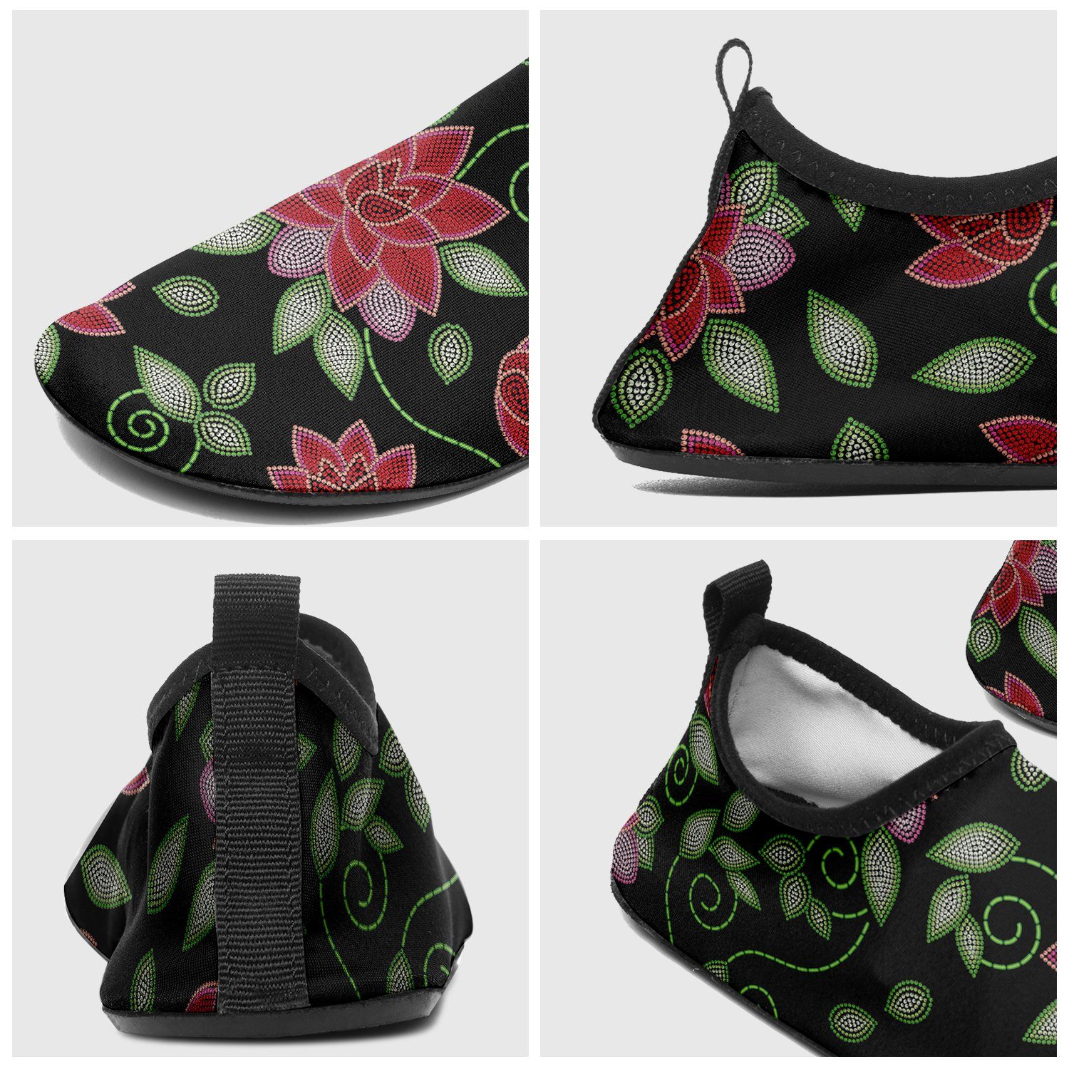 Red Beaded Rose Sockamoccs Kid's Slip On Shoes Herman