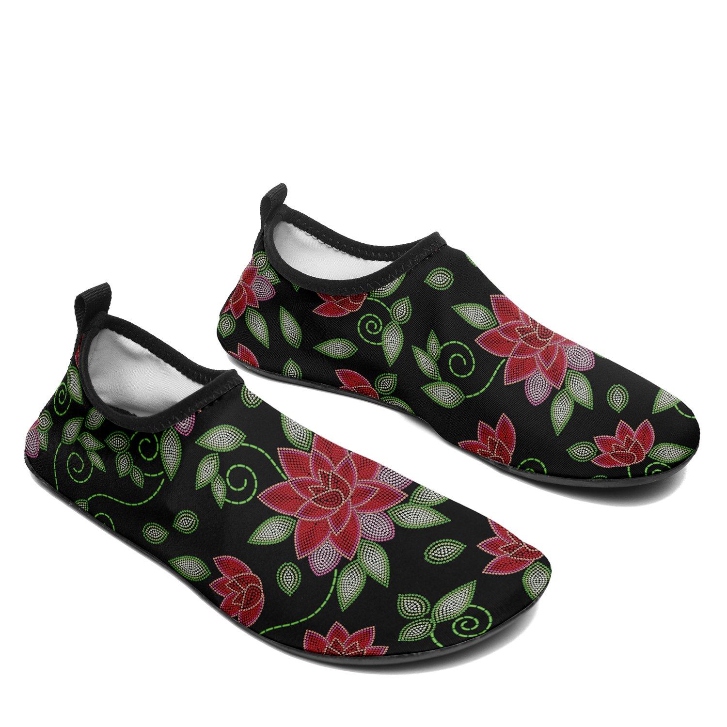 Red Beaded Rose Sockamoccs Slip On Shoes Herman