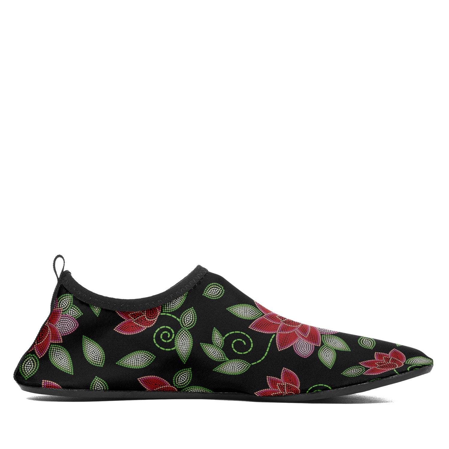Red Beaded Rose Sockamoccs Slip On Shoes Herman