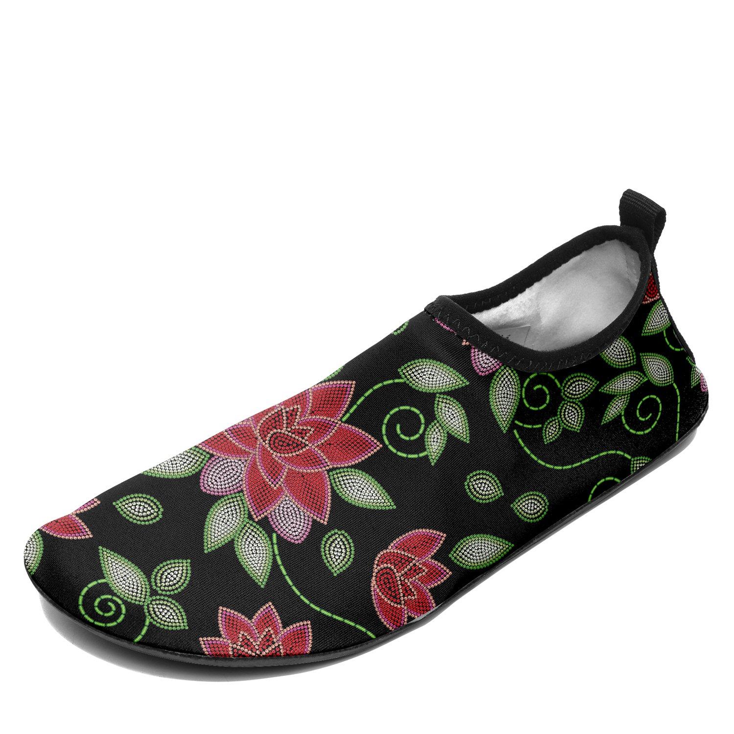 Red Beaded Rose Sockamoccs Slip On Shoes Herman
