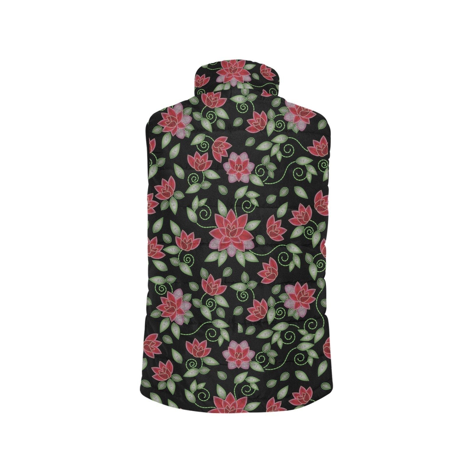 Red Beaded Rose Women's Padded Vest Jacket (Model H44) Women's Padded Vest Jacket (H44) e-joyer