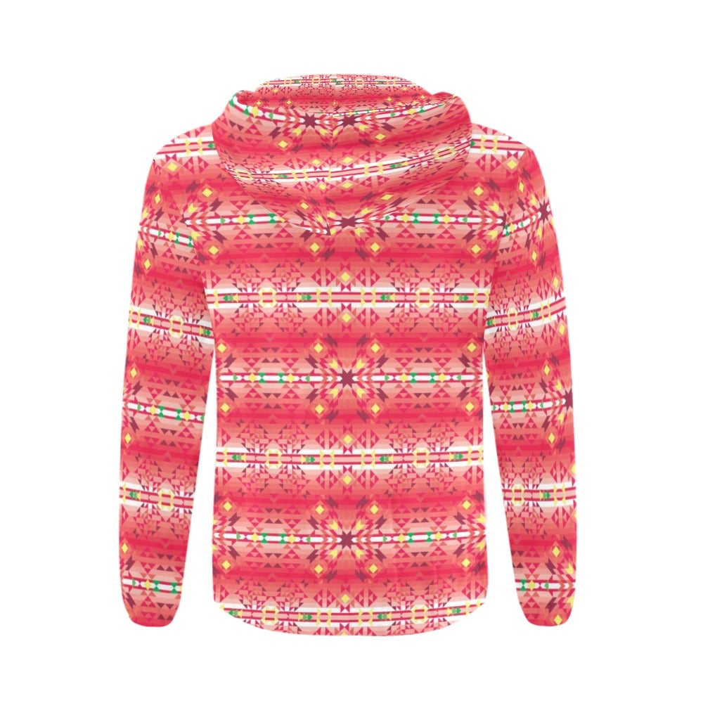 Red Pink Star All Over Print Full Zip Hoodie for Men (Model H14) hoodie e-joyer