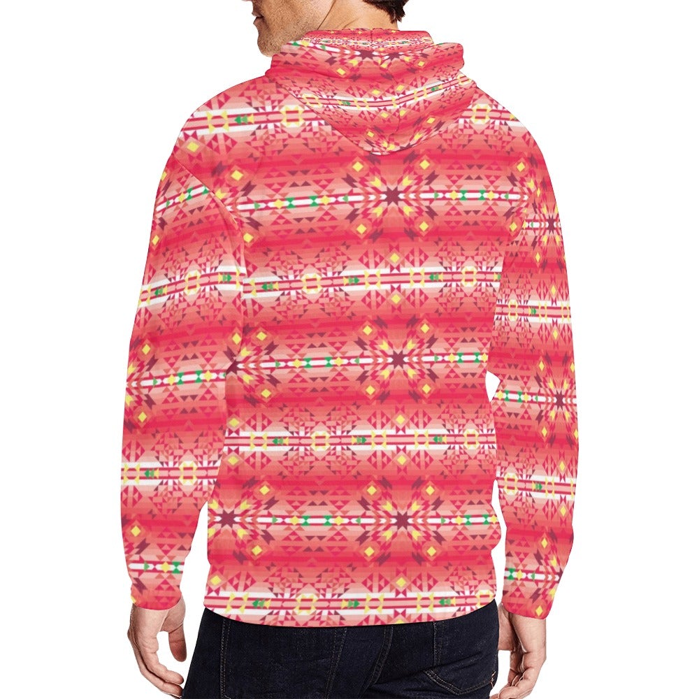 Red Pink Star All Over Print Full Zip Hoodie for Men (Model H14) hoodie e-joyer