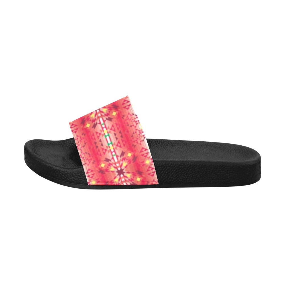 Red Pink Star Women's Slide Sandals (Model 057) sandals e-joyer