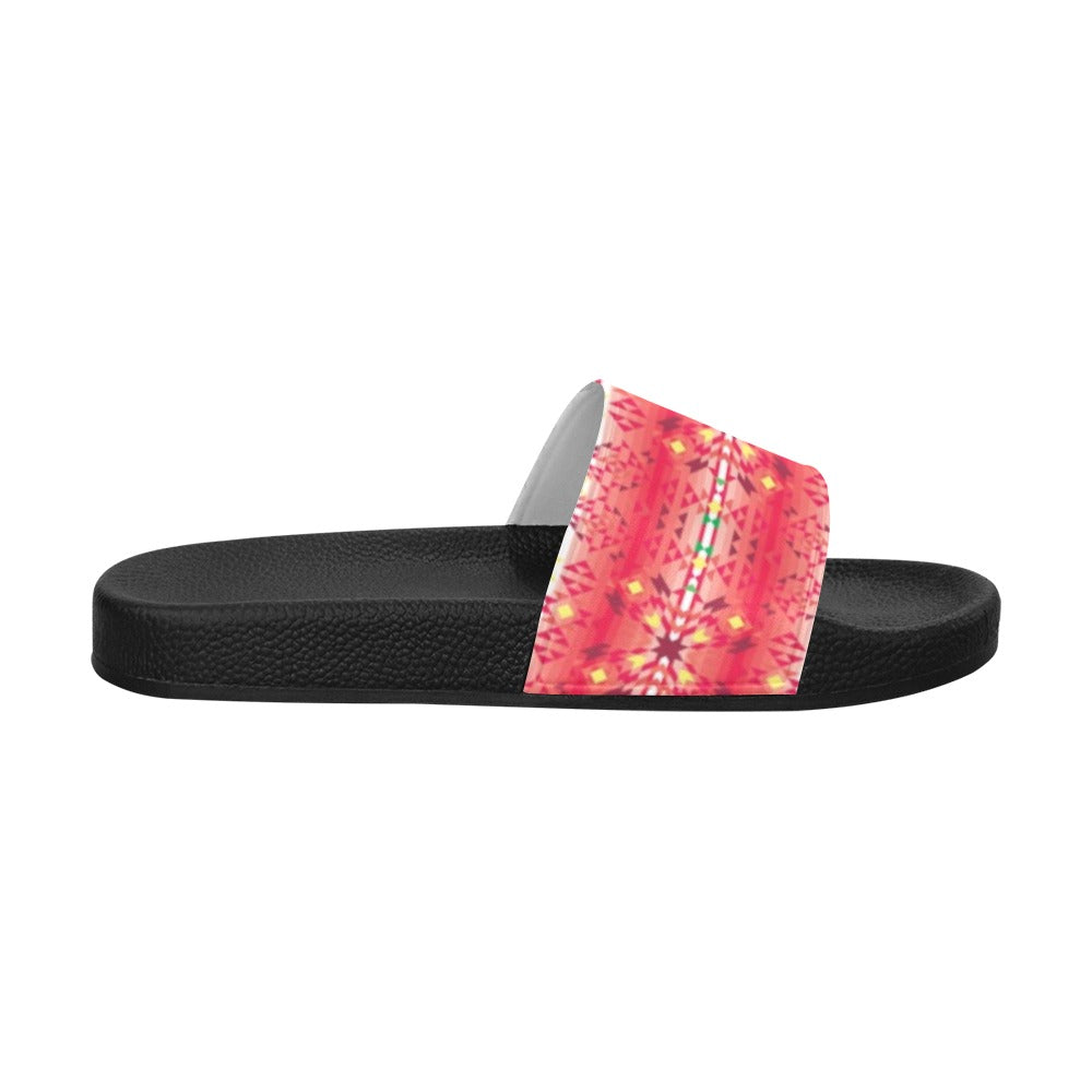 Red Pink Star Women's Slide Sandals (Model 057) sandals e-joyer