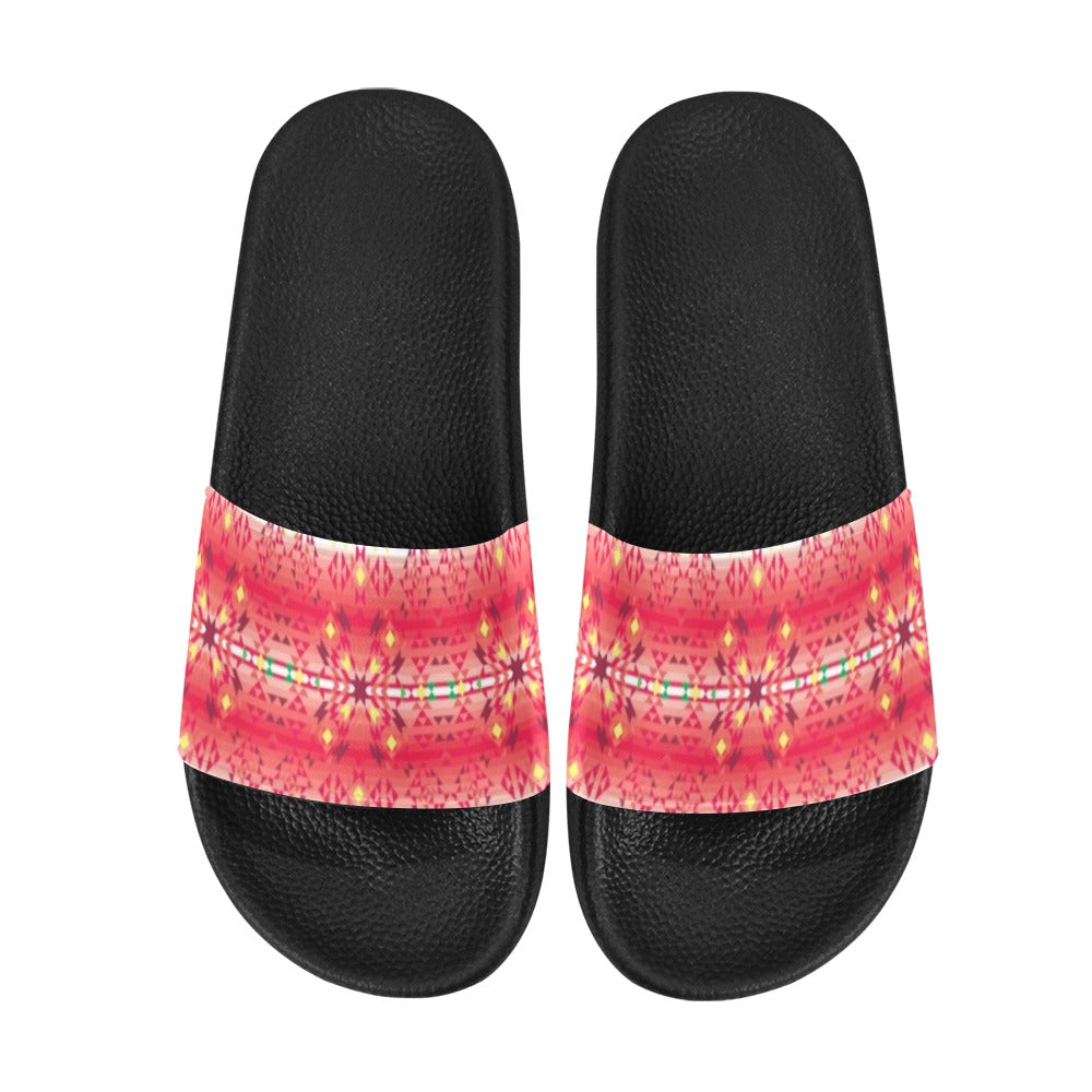 Red Pink Star Women's Slide Sandals (Model 057) sandals e-joyer