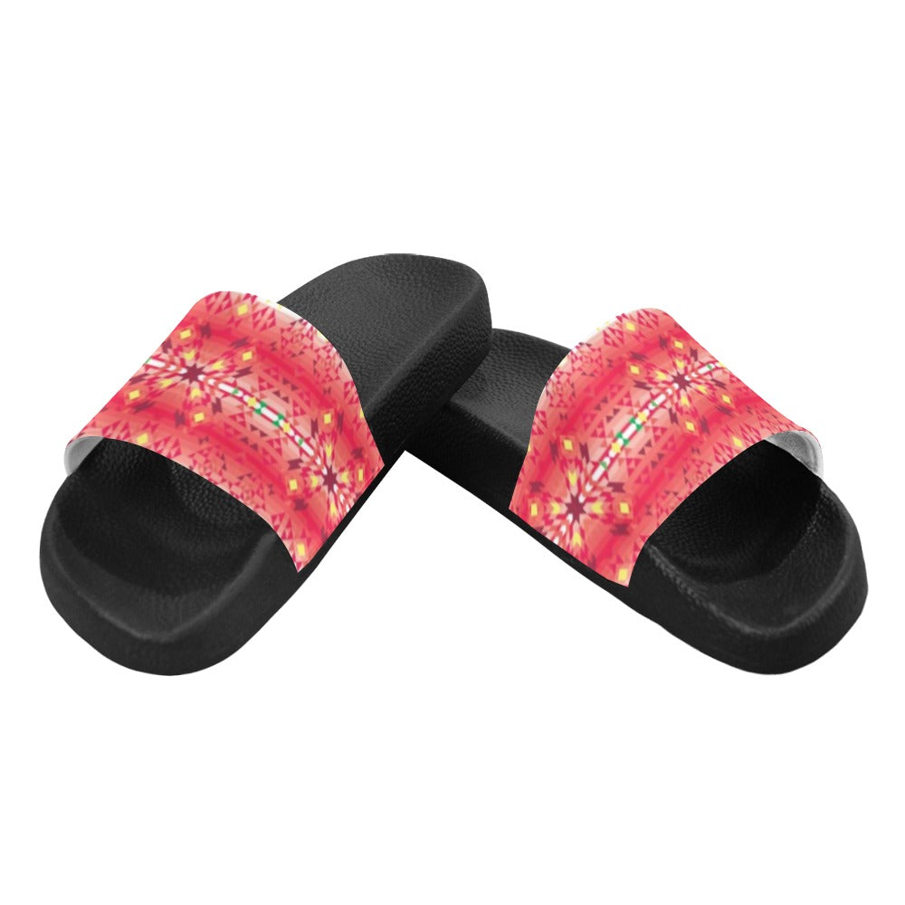 Red Pink Star Women's Slide Sandals (Model 057) sandals e-joyer
