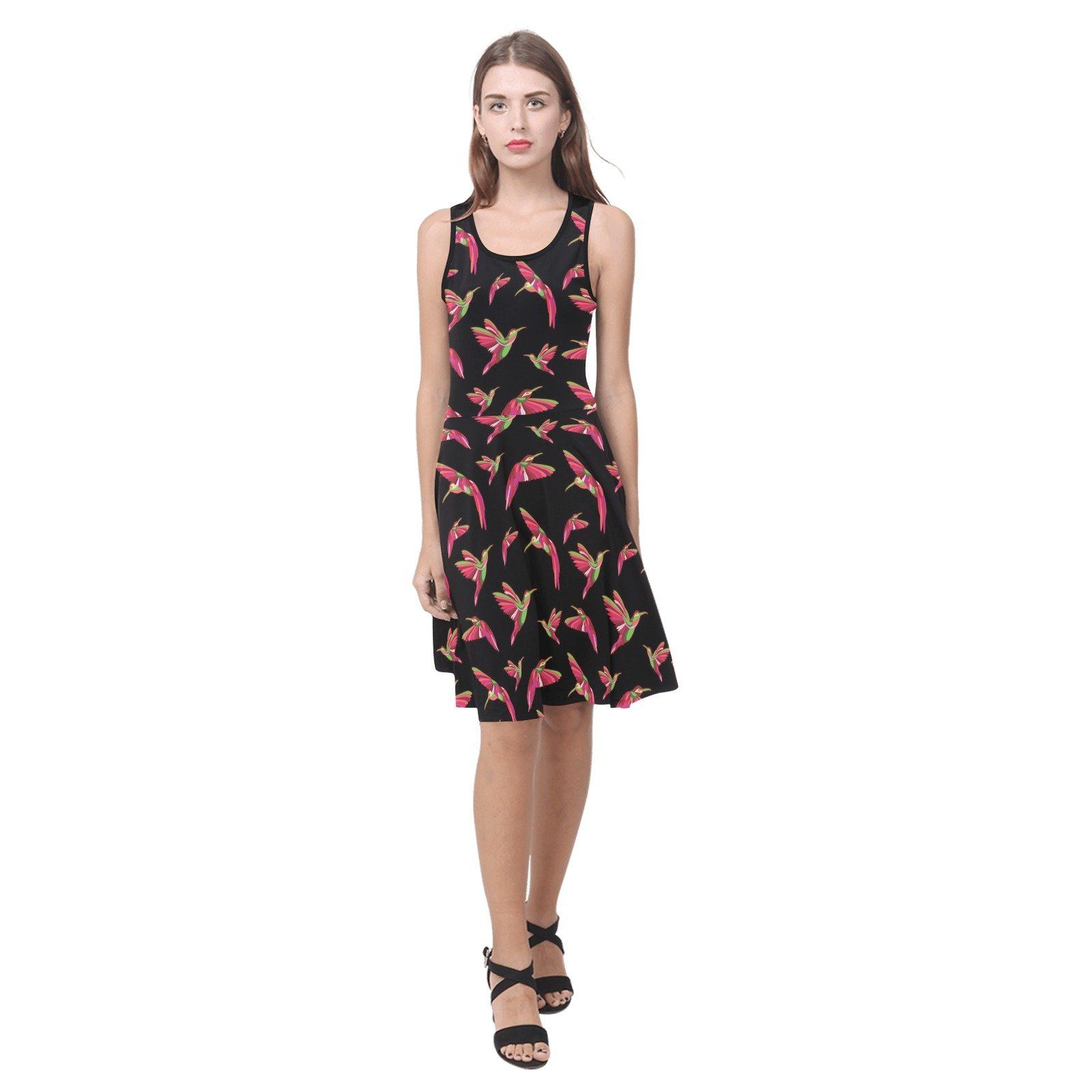 Red Swift Colourful Black Atalanta Sundress (Model D04) Atalanta Sundress (D04) e-joyer