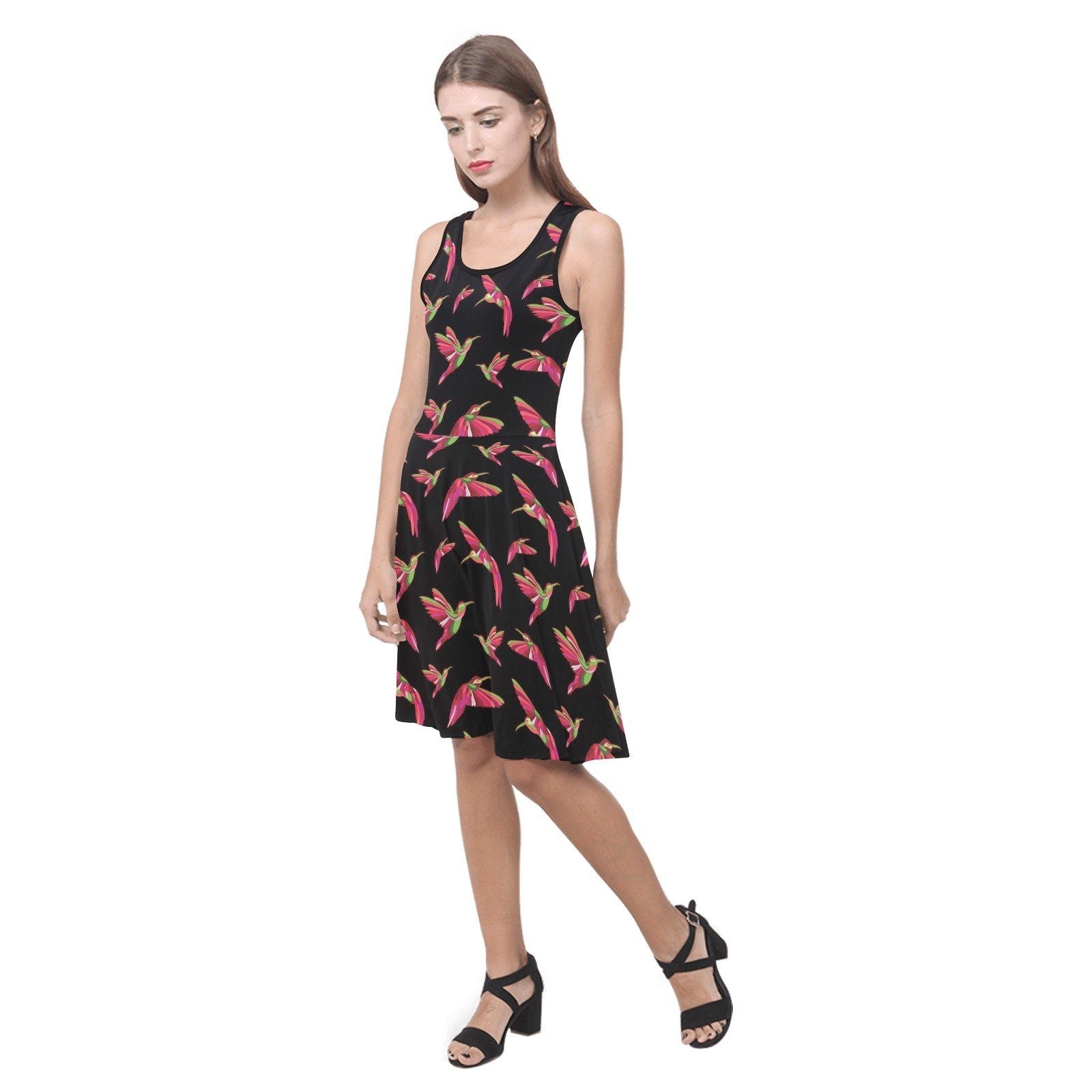 Red Swift Colourful Black Atalanta Sundress (Model D04) Atalanta Sundress (D04) e-joyer