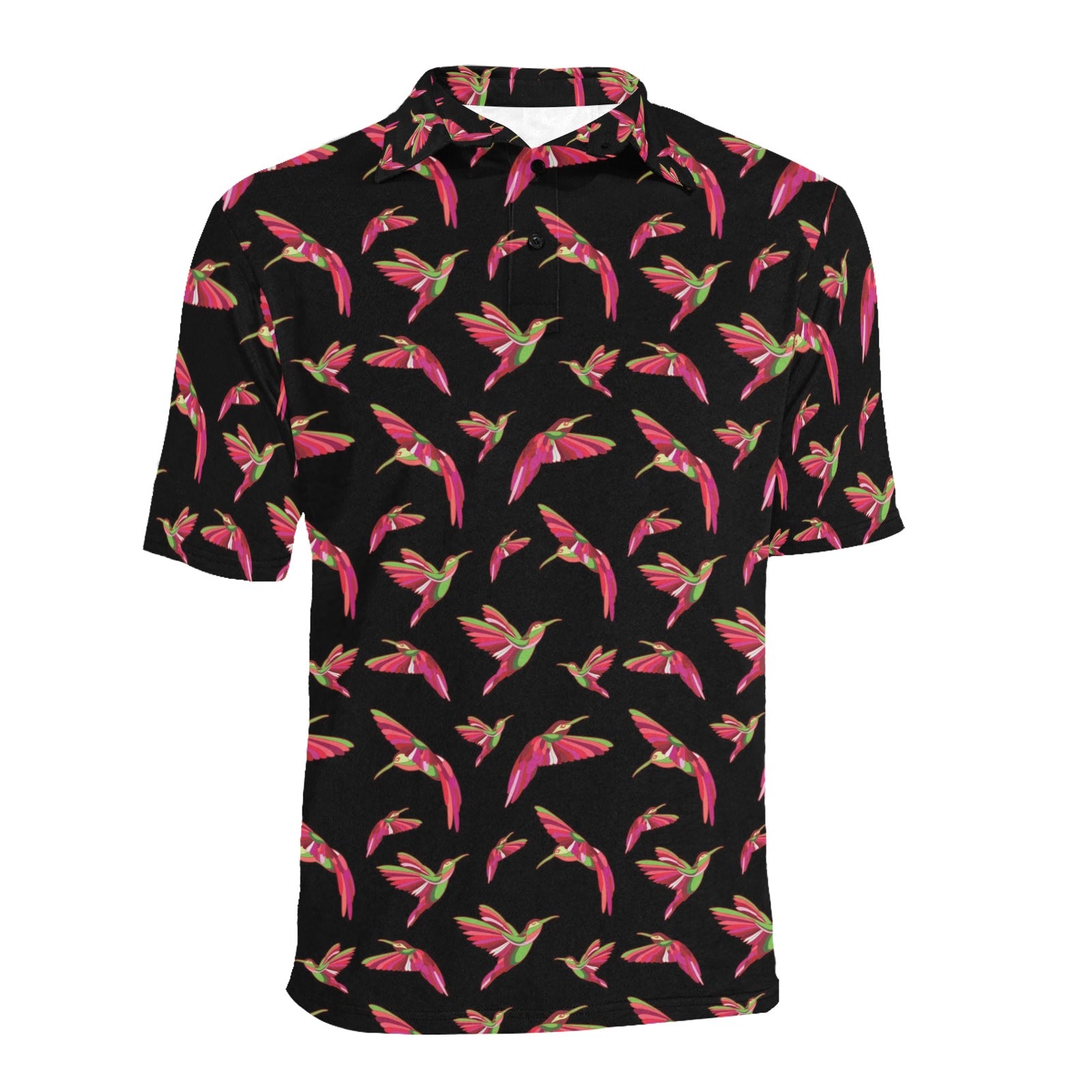 Red Swift Colourful Black Men's All Over Print Polo Shirt (Model T55) Men's Polo Shirt (Model T55) e-joyer
