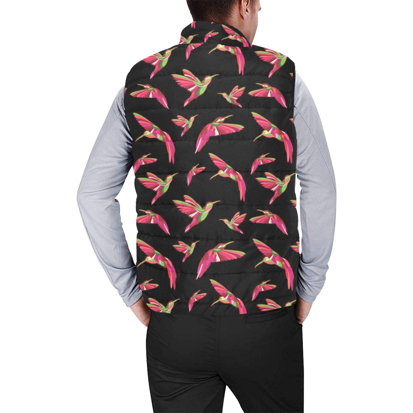 Red Swift Colourful Black Men's Padded Vest Jacket (Model H44) Men's Padded Vest Jacket (H44) e-joyer