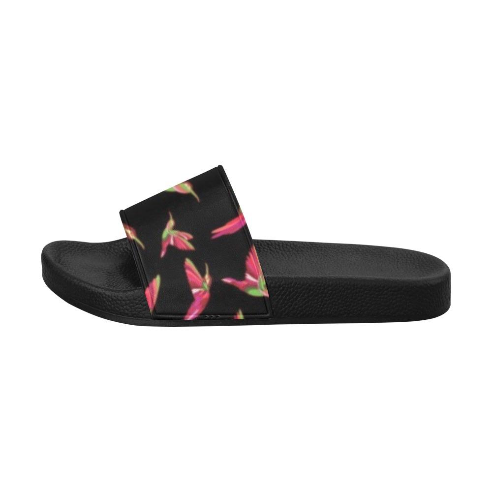 Red Swift Colourful Black Men's Slide Sandals (Model 057) Men's Slide Sandals (057) e-joyer