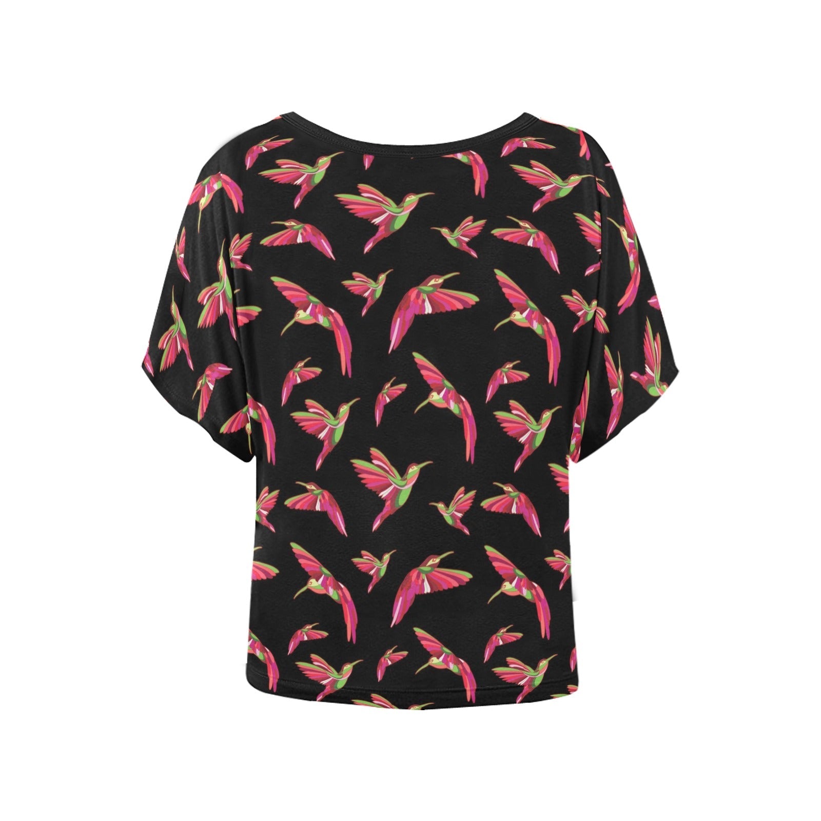 Red Swift Colourful Black Women's Batwing-Sleeved Blouse T shirt (Model T44) Women's Batwing-Sleeved Blouse T shirt (T44) e-joyer