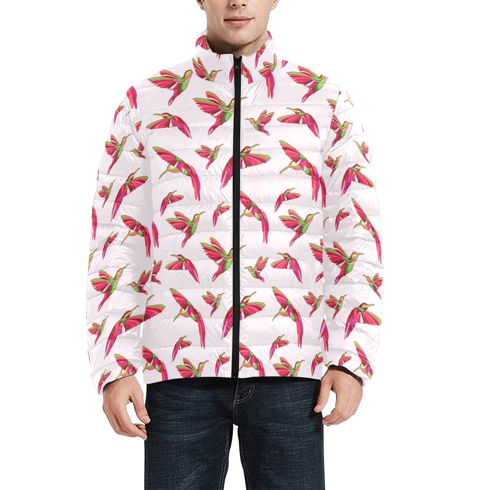 Red Swift Colourful Men's Stand Collar Padded Jacket (Model H41) Men's Stand Collar Padded Jacket (H41) e-joyer